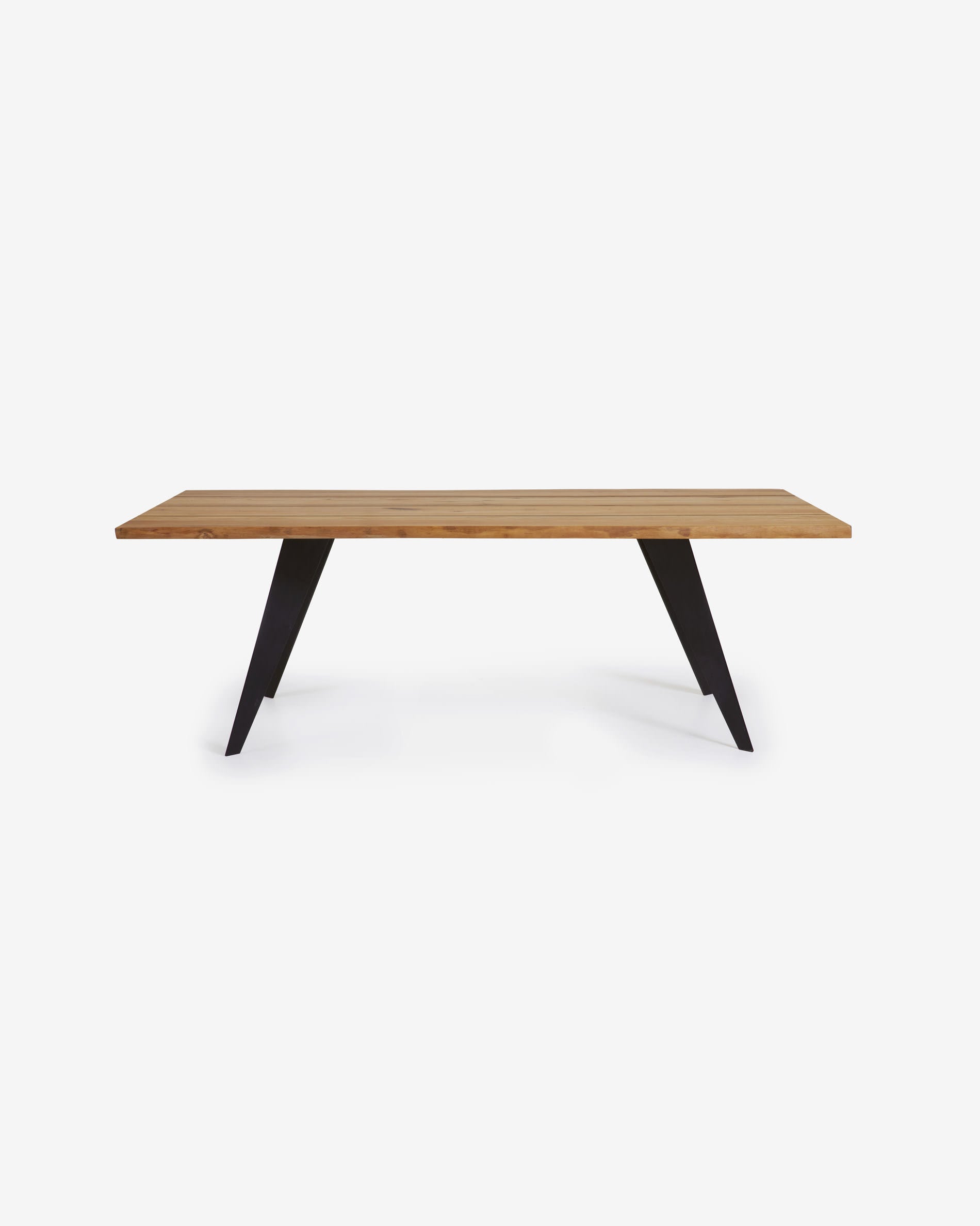 Moderner Koda Tisch mit Eichenfurnier, natürlichem Finish und schwarzen Stahlbeinen, 160x90 cm, ideal für stilvolle Essbereiche.