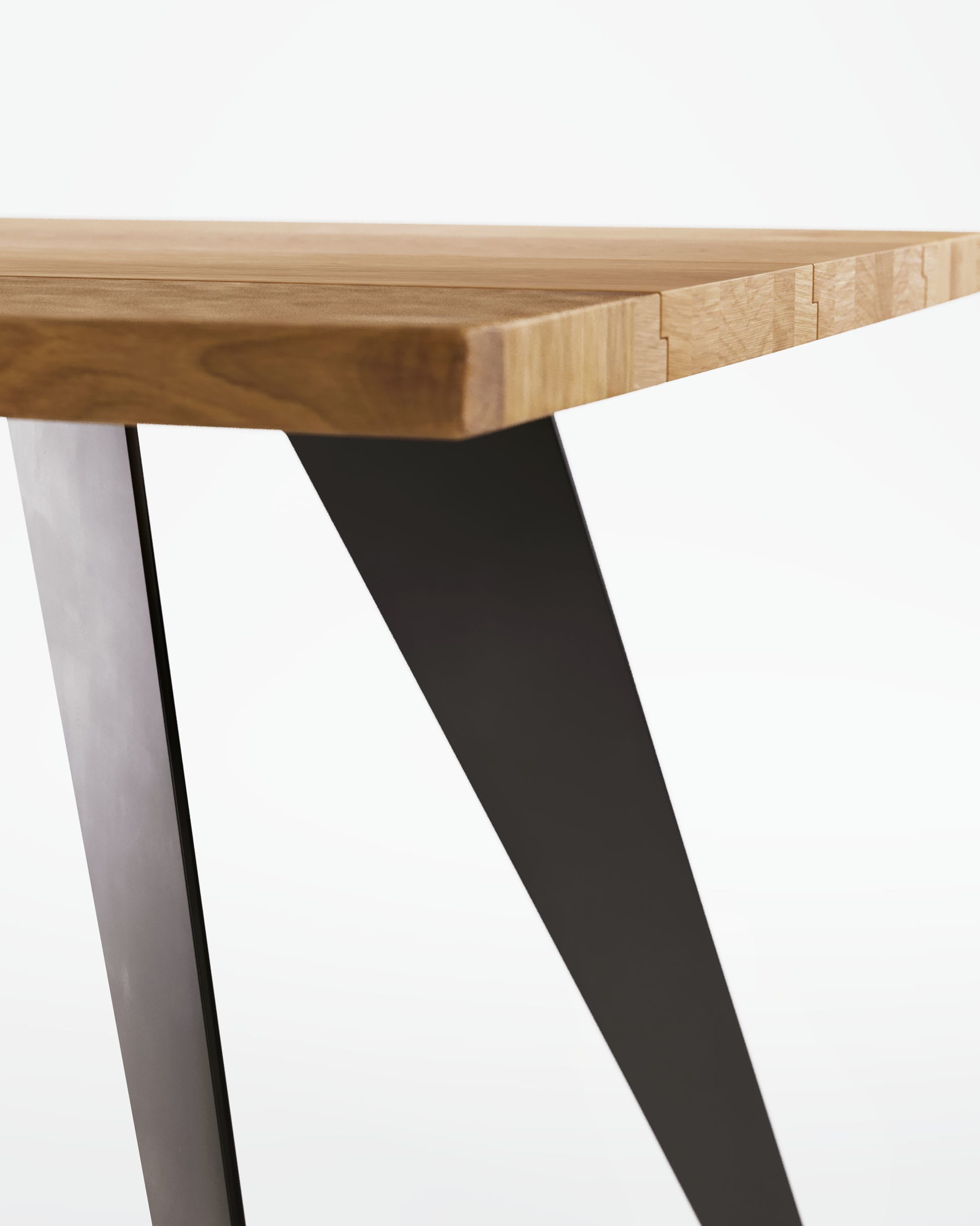 Koda Tisch von Kave Home: 160 x 90 cm, Eichenfurnier mit natürlichem Finish, stilvolle Stahlbeine in Schwarz. Ideal für gesellige Essmomente.