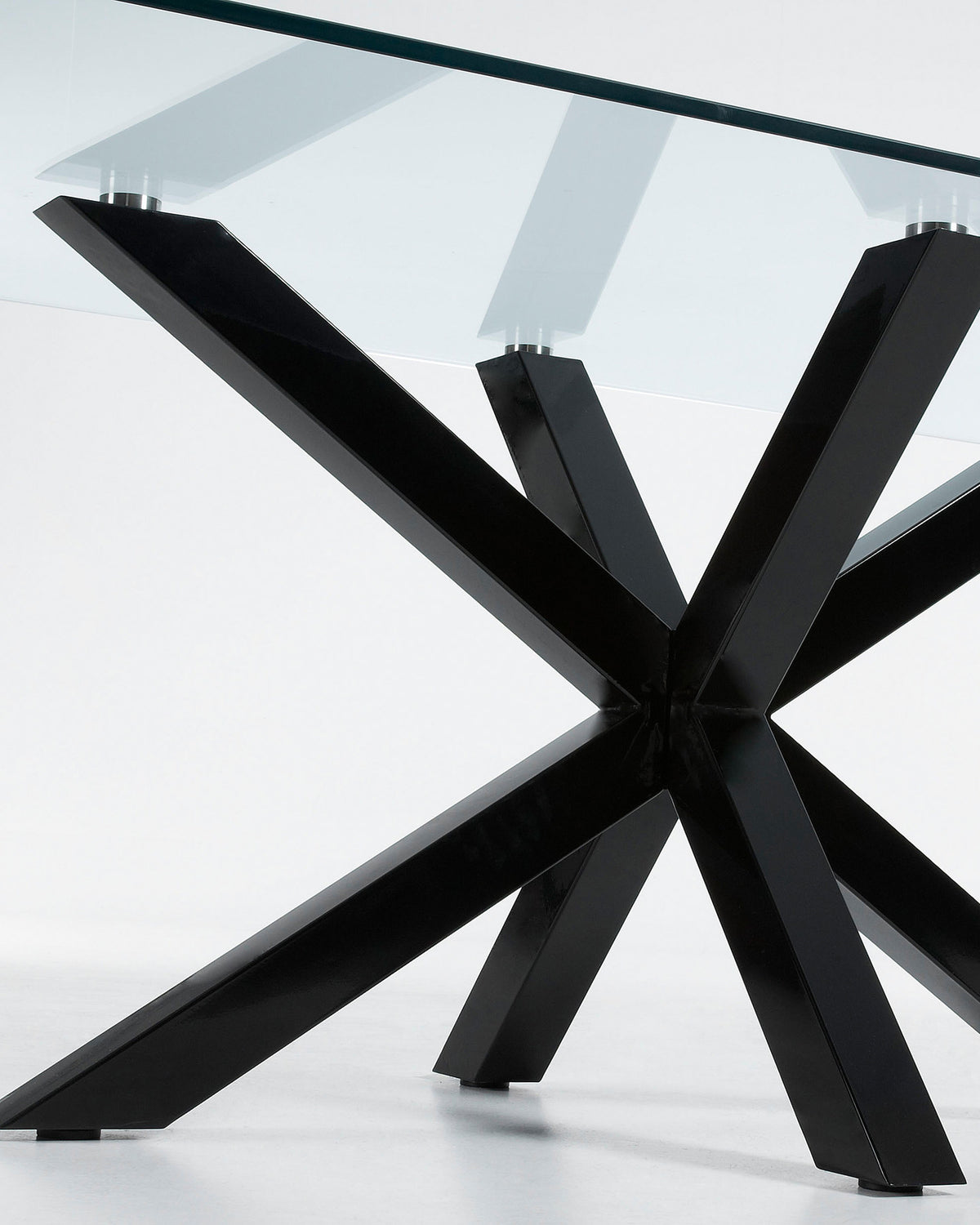 Argo Tisch aus Glas und Stahlbeine mit schwarzem Finish 200 x 100 cm in Transparent, Schwarz präsentiert im Onlineshop von KAQTU Design AG. Esstisch ist von Kave Home