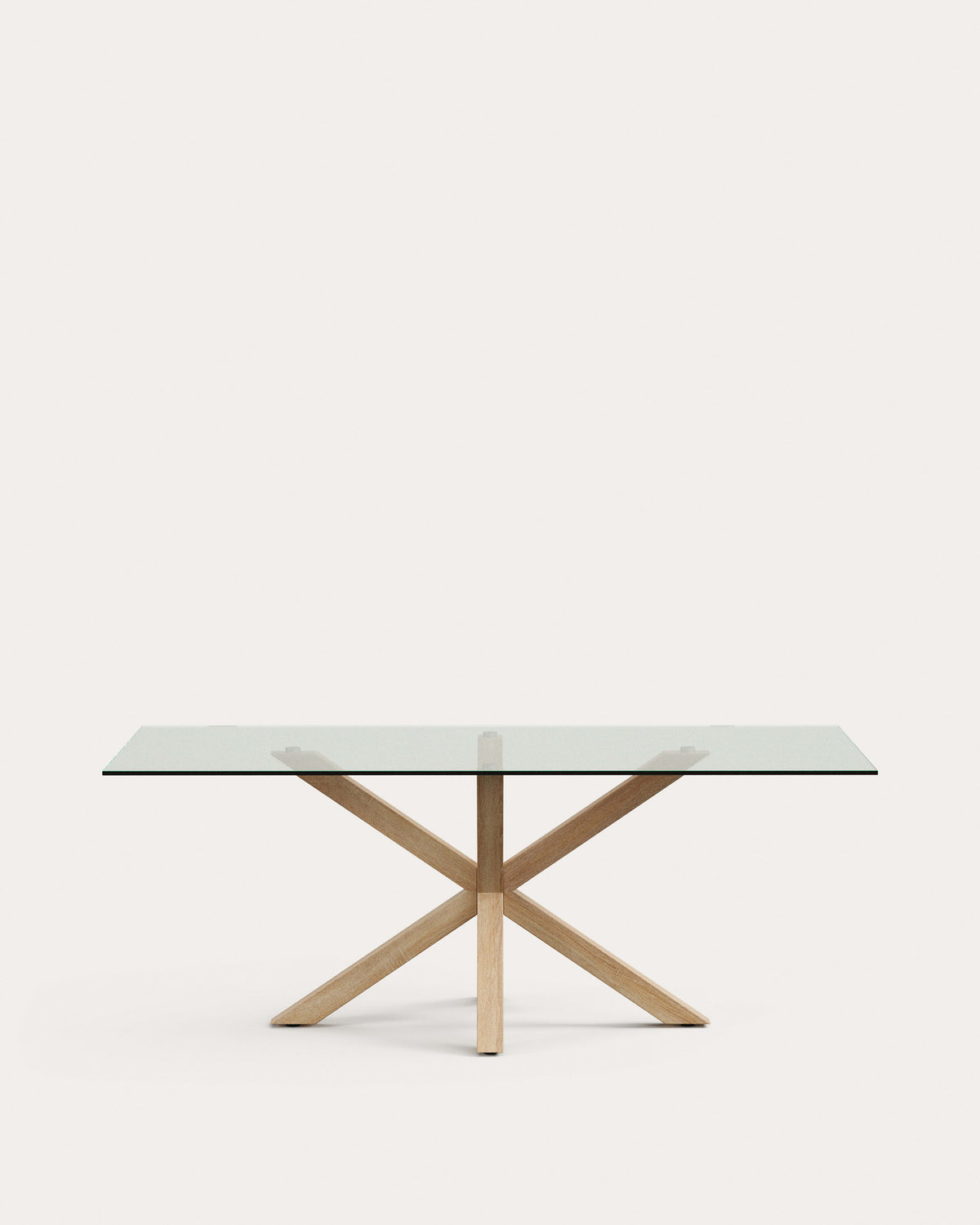 Argo Tisch aus Glas und Stahlbeine in Holzoptik 200 x 100 cm in Transparent, Natur präsentiert im Onlineshop von KAQTU Design AG. Esstisch ist von Kave Home
