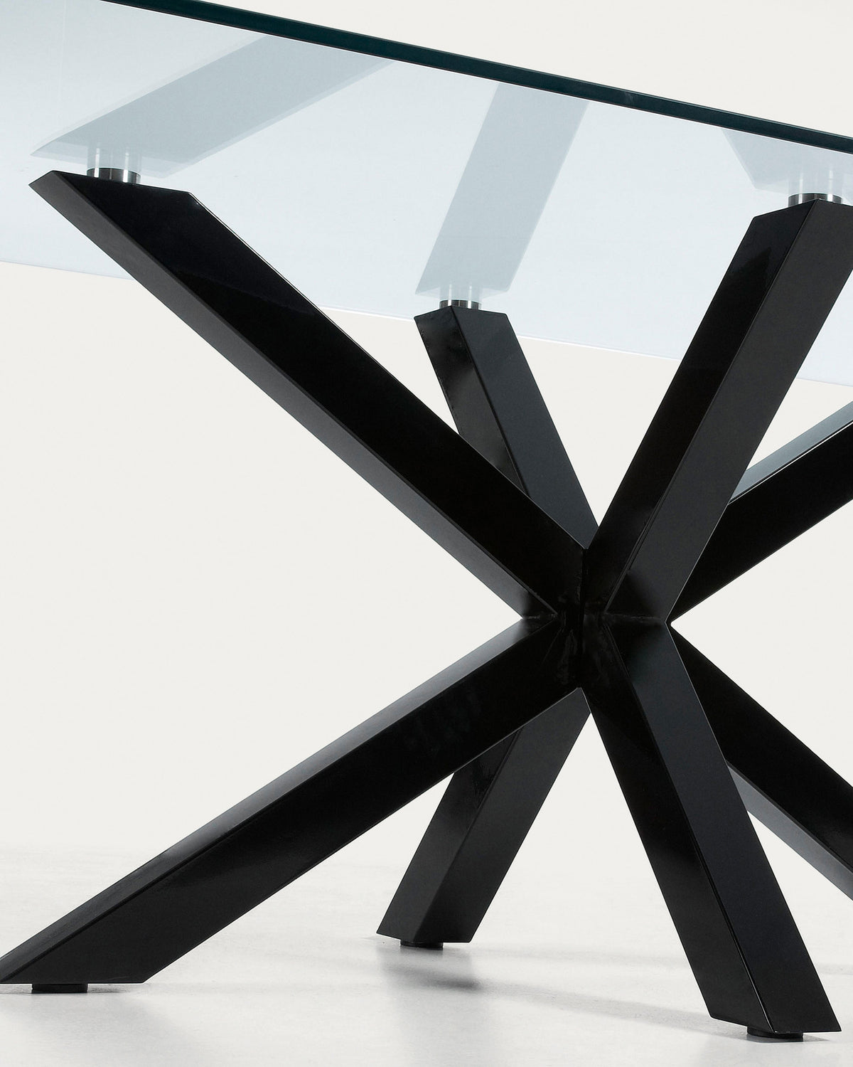 Argo Tisch aus Glas und Stahlbeine mit schwarzem Finish 160 x 90 cm in Transparent, Schwarz präsentiert im Onlineshop von KAQTU Design AG. Esstisch ist von Kave Home