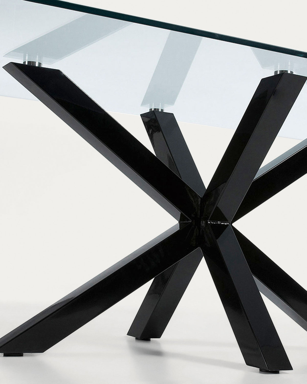 Argo Tisch aus Glas und Stahlbeine mit schwarzem Finish 160 x 90 cm in Transparent, Schwarz präsentiert im Onlineshop von KAQTU Design AG. Esstisch ist von Kave Home