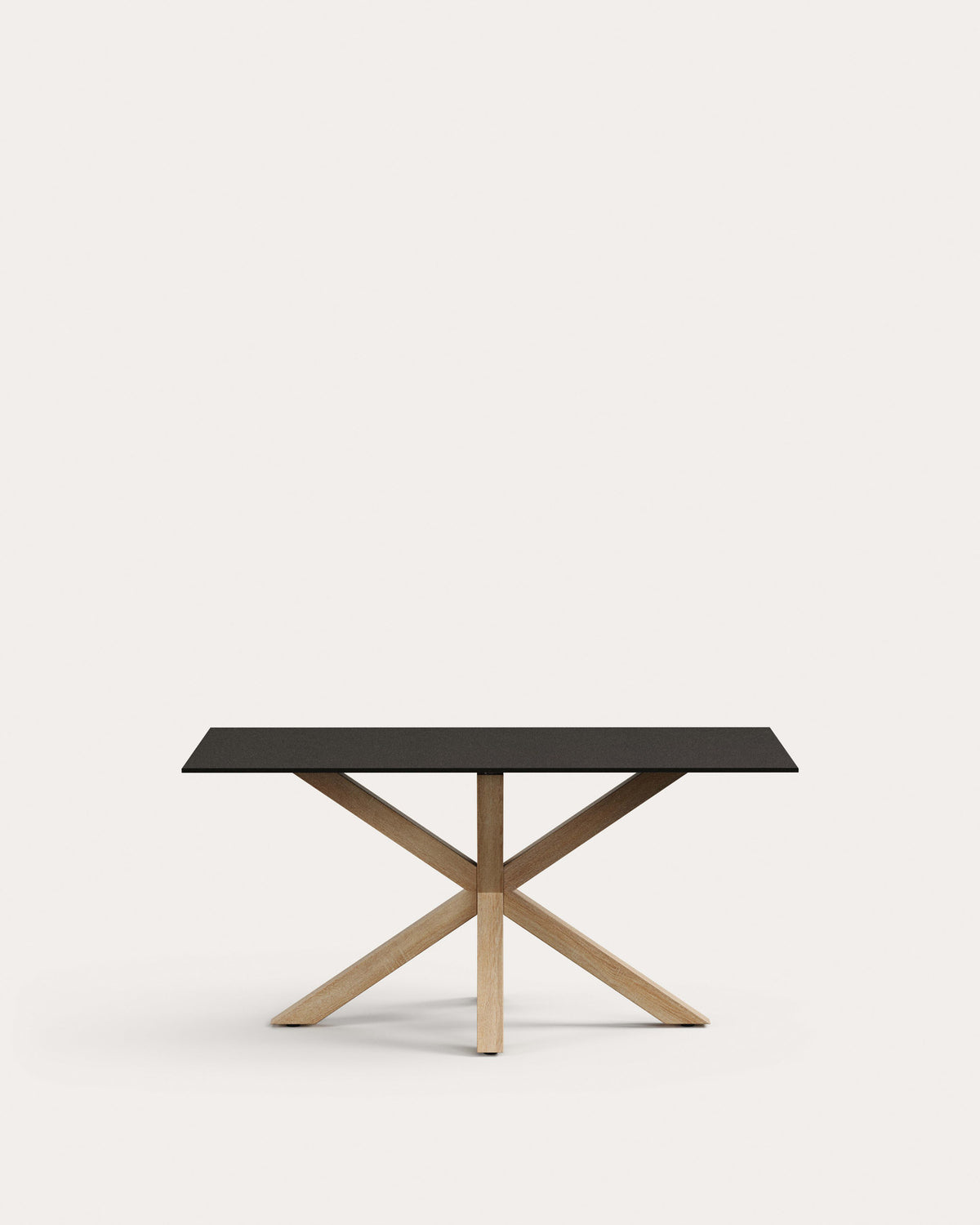 Tisch Argo aus schwarzem Milchglas und Beinen aus Stahl in Holzoptik, 160 x 90 cm in Braun, Schwarz präsentiert im Onlineshop von KAQTU Design AG. Esstisch ist von Kave Home