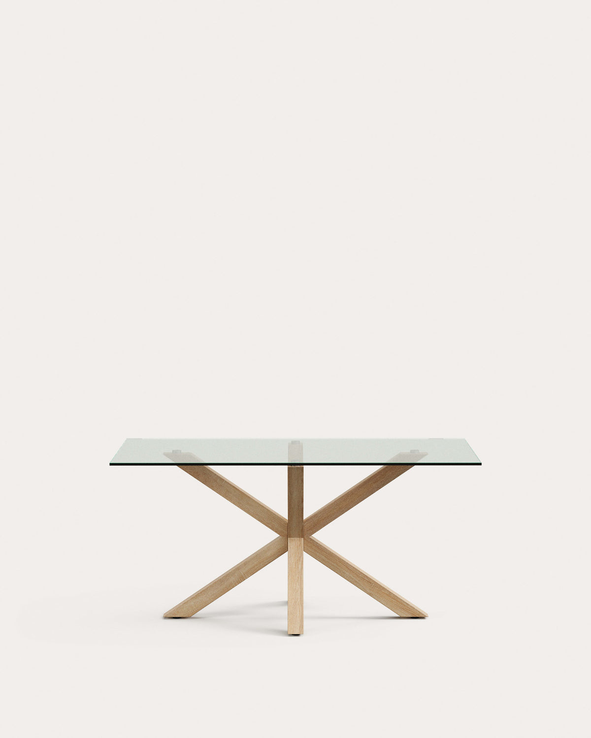 Argo Tisch aus Glas und Stahlbeine in Holzoptik 160 x 90 cm in Transparent, Natur präsentiert im Onlineshop von KAQTU Design AG. Esstisch ist von Kave Home