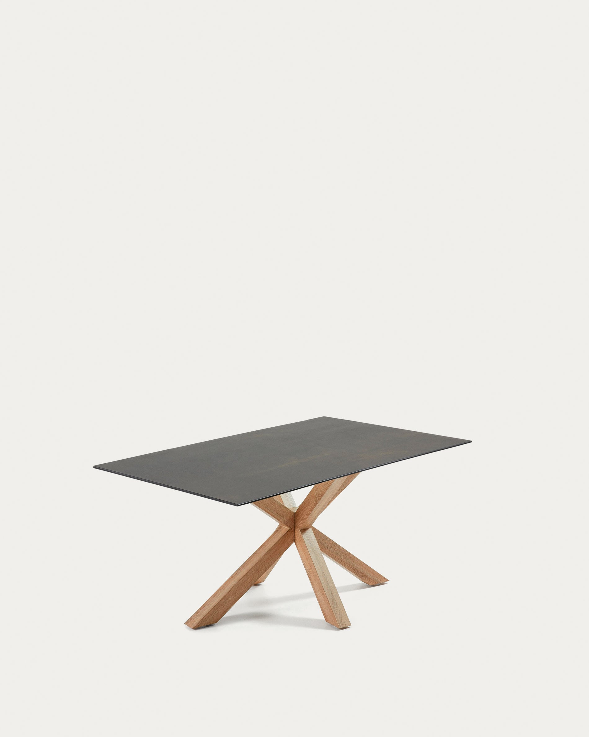 Moderner New Argo Tisch 160x90 mit Hightech Porzellanoberfläche in Iron Moss von Kave Home, stilvoll und robust.