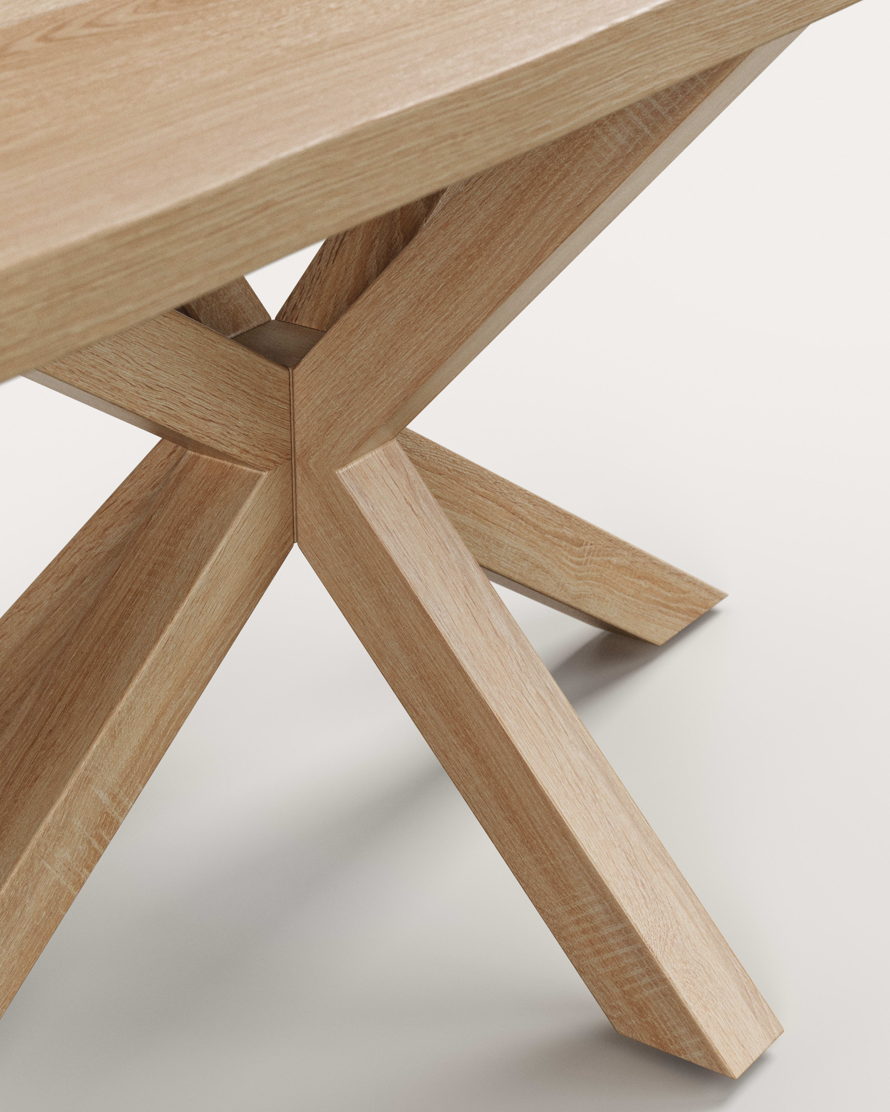 Tisch Argo aus gebleichtem Eichenfurnier und Beinen aus Stahl in Holzoptik, 180 x 100 cm in präsentiert im Onlineshop von KAQTU Design AG. Esstisch ist von Kave Home