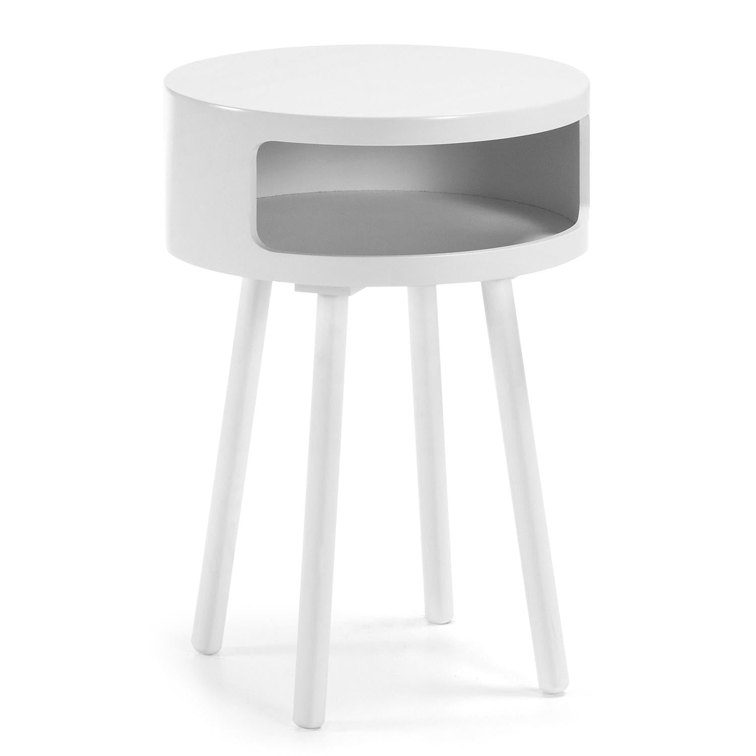 Eleganter Kurb B Beistelltisch Ø 40 cm in Weiss von Kave Home: Minimalistisches Design, hochwertige Materialien, vielseitig einsetzbar.
