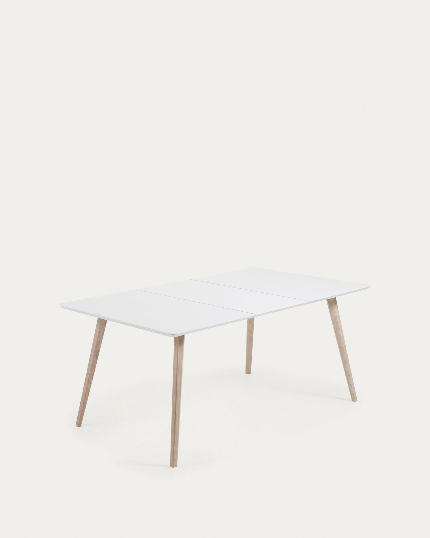 Eunice Esstisch, ausziehbar von 140 auf 220 cm, weisse Beine aus massivem Eschenholz, modernes Design, perfekt für Ihr Zuhause.