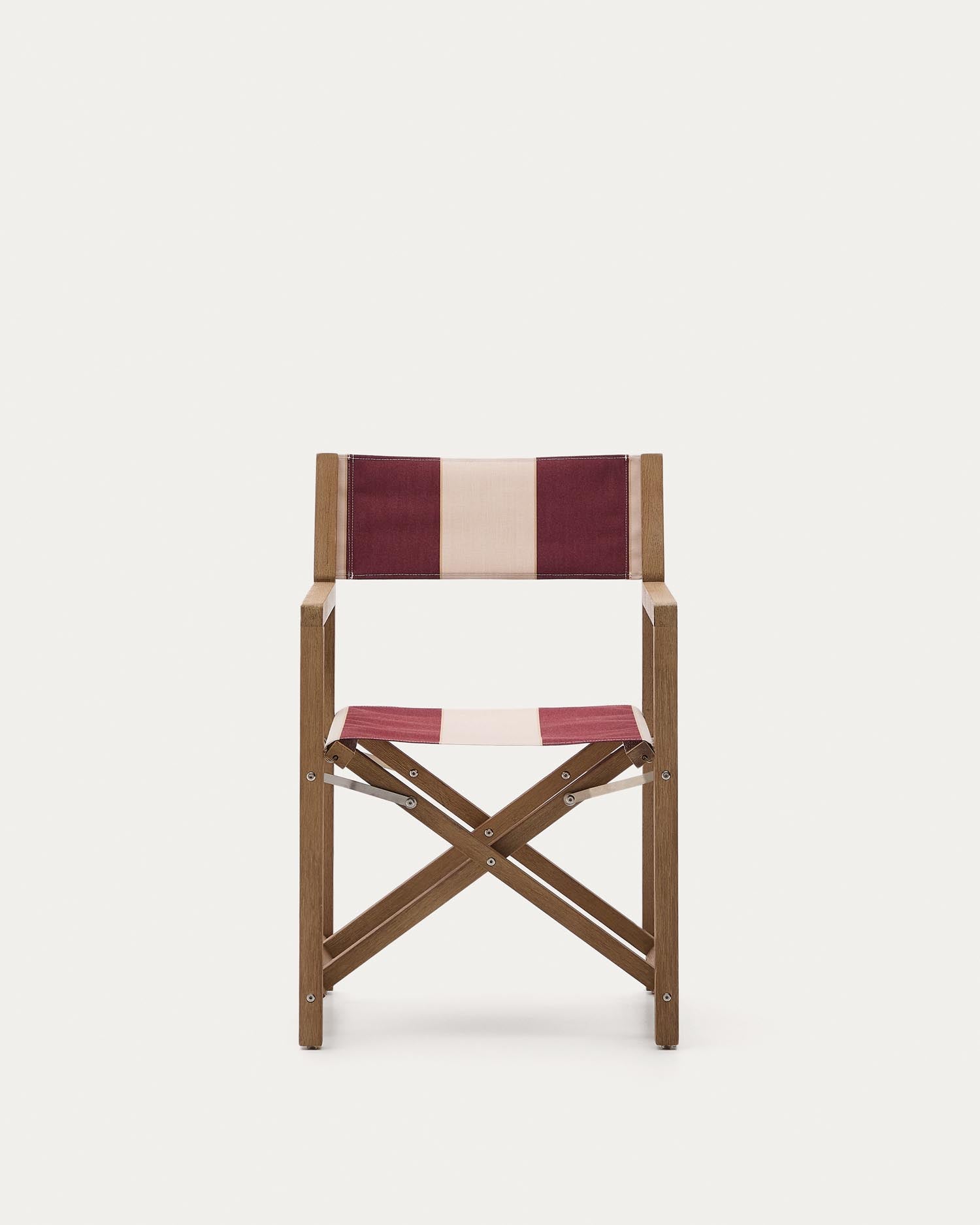 Erleben Sie den stilvollen Vilara Klappstuhl in weinrot-beige, gefertigt aus hochwertigem, nachhaltigem Akazienholz. Ideal für Ihren Garten oder Balkon!