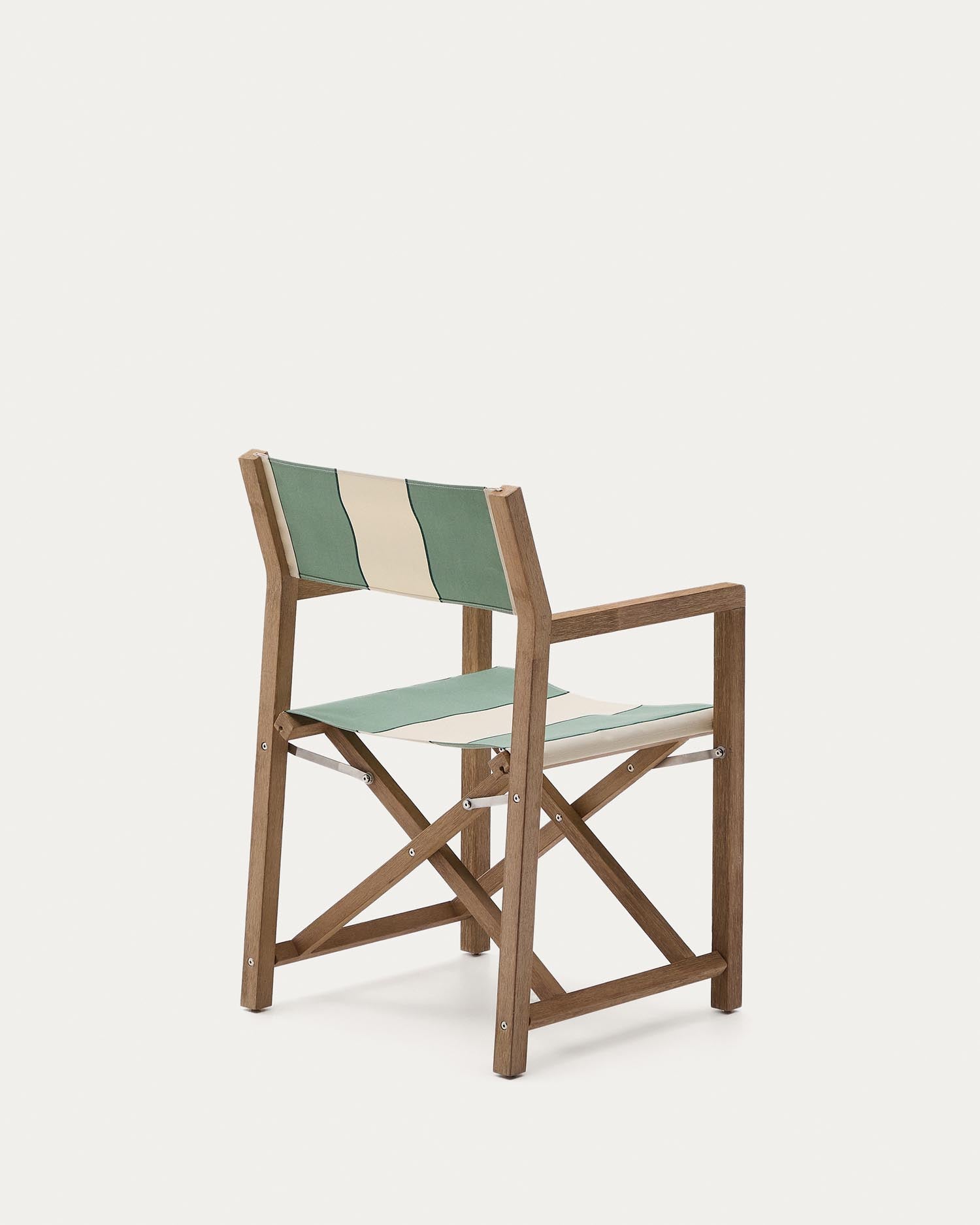 Erleben Sie den stilvollen Vilara Klappstuhl aus FSC™-zertifiziertem Akazienholz. Mit seinem grün-beigen Streifenlook und praktischen Klappdesign ist er ideal für Garten und Terrasse.