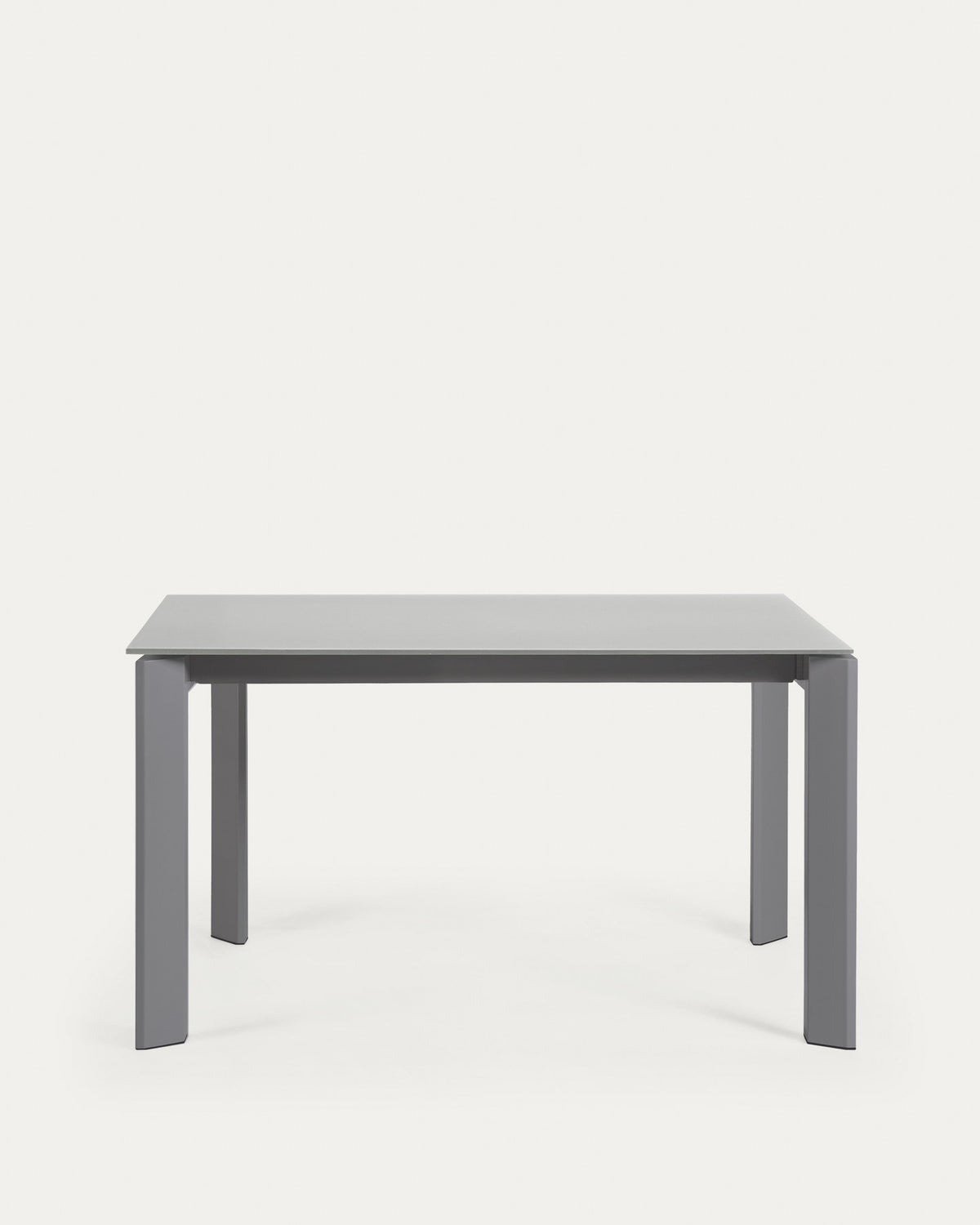Axis Ausziehtisch aus Glas grau und Stahlbeine mit Finish in Dunkelgrau 140 (200) cm in Grau präsentiert im Onlineshop von KAQTU Design AG. Esstisch ist von Kave Home