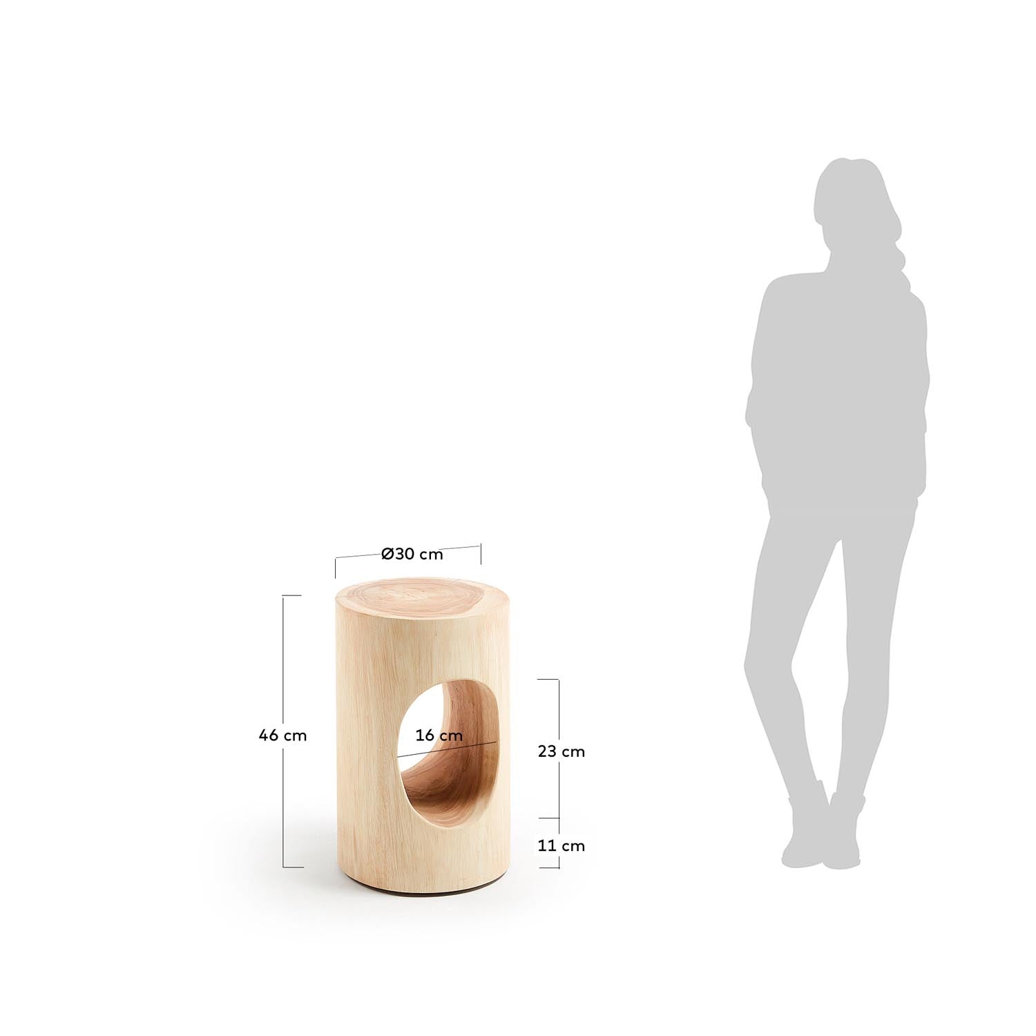 Stilvoller Halker Beistelltisch Ø 30 cm aus robustem Regenbaum-Holz von Kave Home. Ideal für jedes Zuhause, vereint Funktionalität und Design.