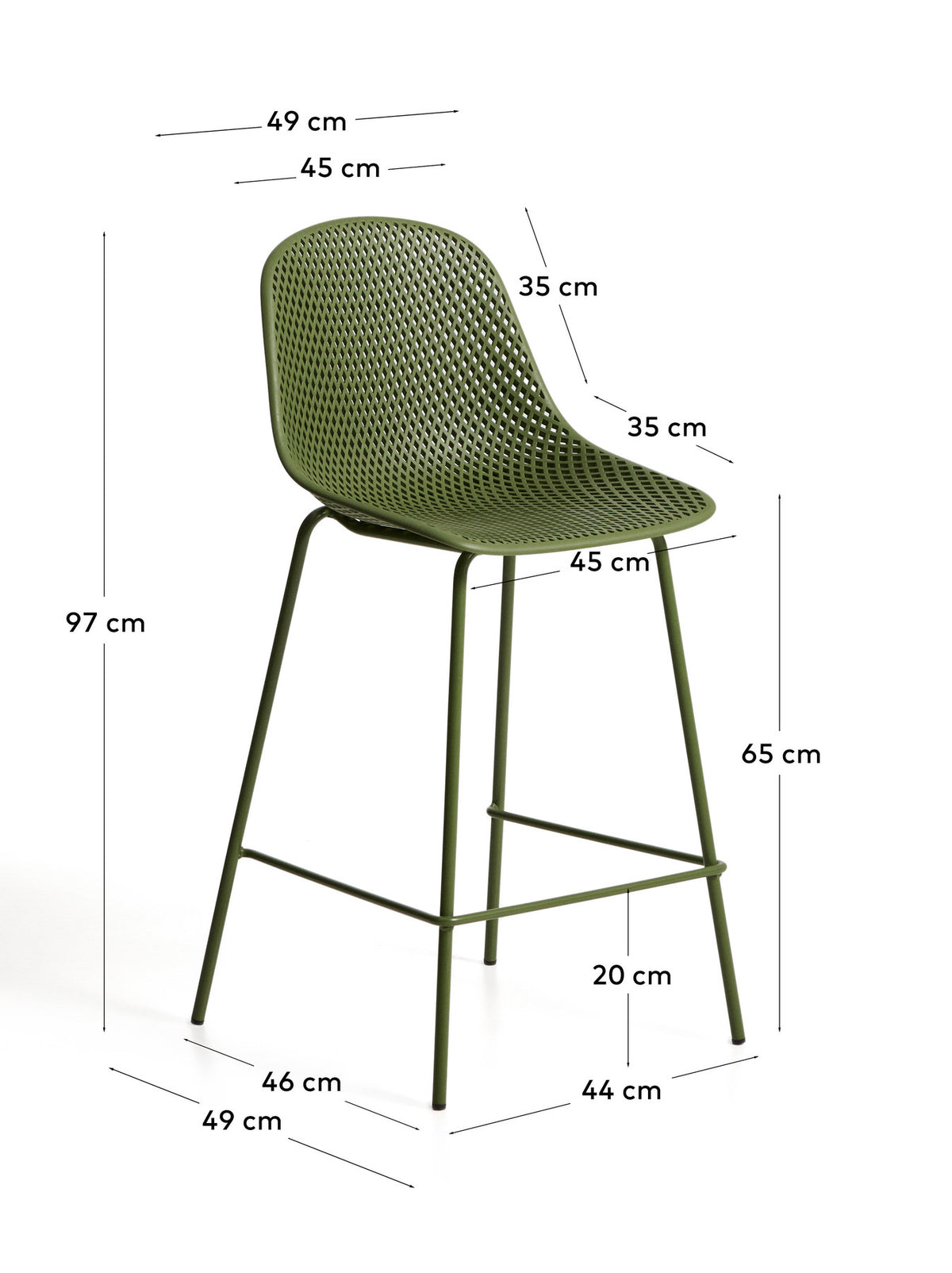 Outdoor-Hocker Quinby in Grün, 65 cm in Grün präsentiert im Onlineshop von KAQTU Design AG. Hocker Outdoor ist von Kave Home