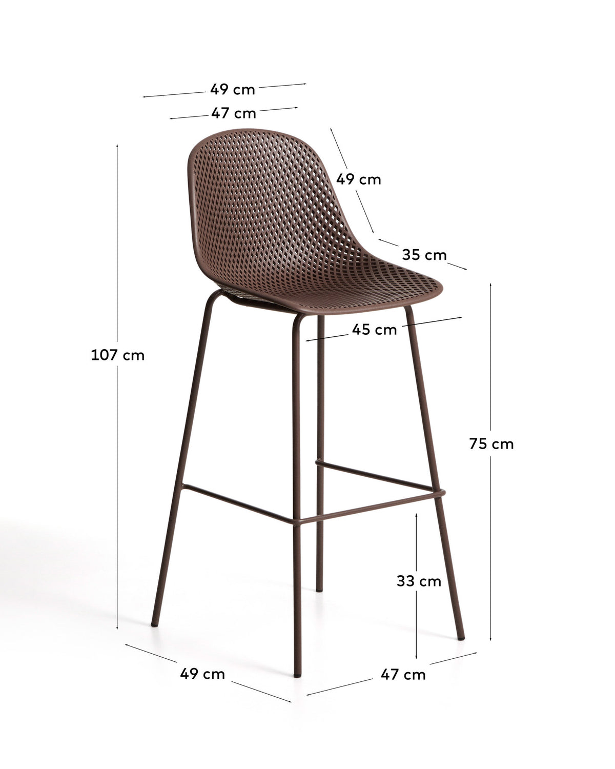 Outdoor-Hocker Quinby in Braun, 75 cm in Braun präsentiert im Onlineshop von KAQTU Design AG. Hocker Outdoor ist von Kave Home