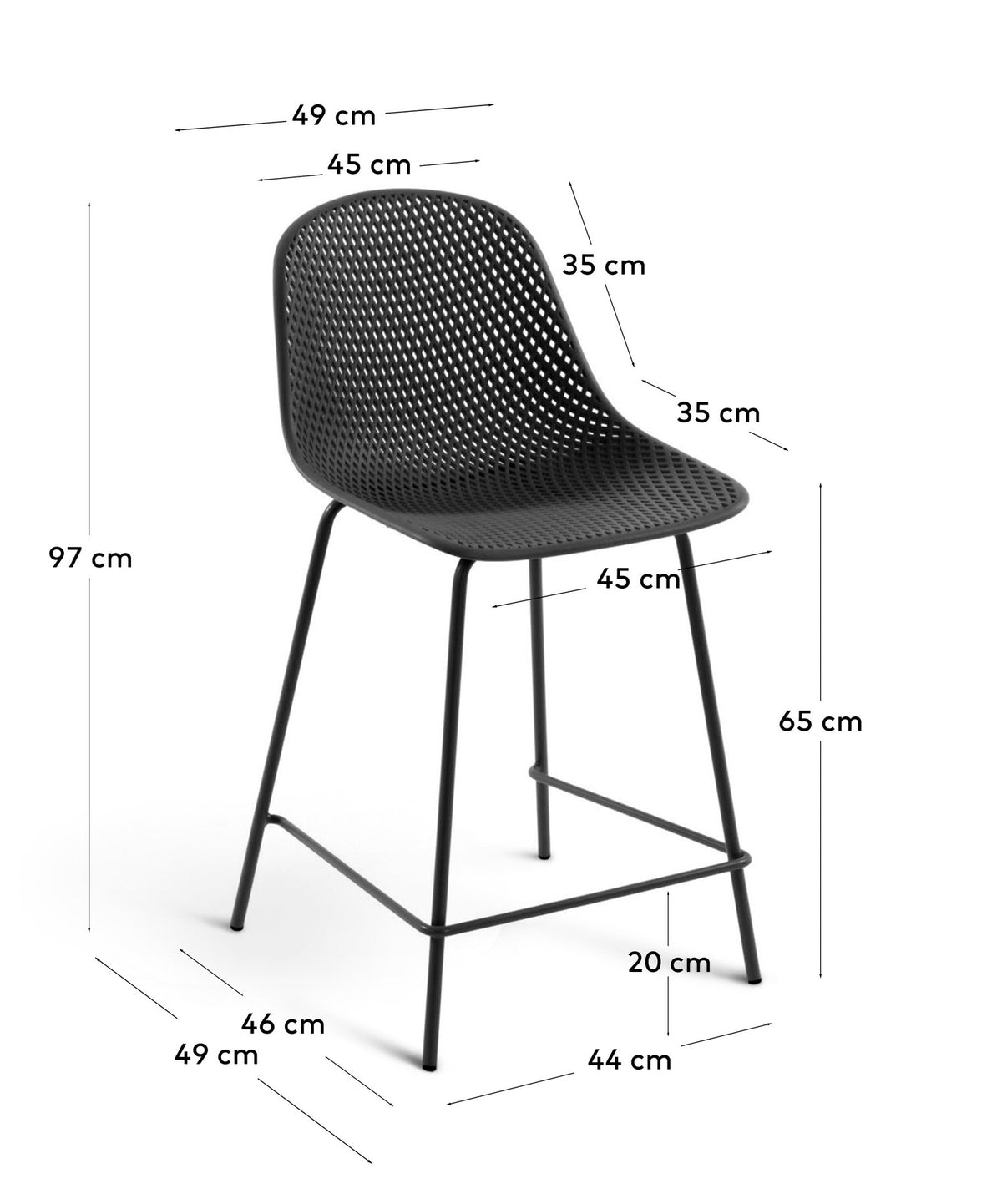 Outdoor Hocker Quinby grau Höhe 65 cm in Grau präsentiert im Onlineshop von KAQTU Design AG. Outdoor-Barstuhl ist von Kave Home