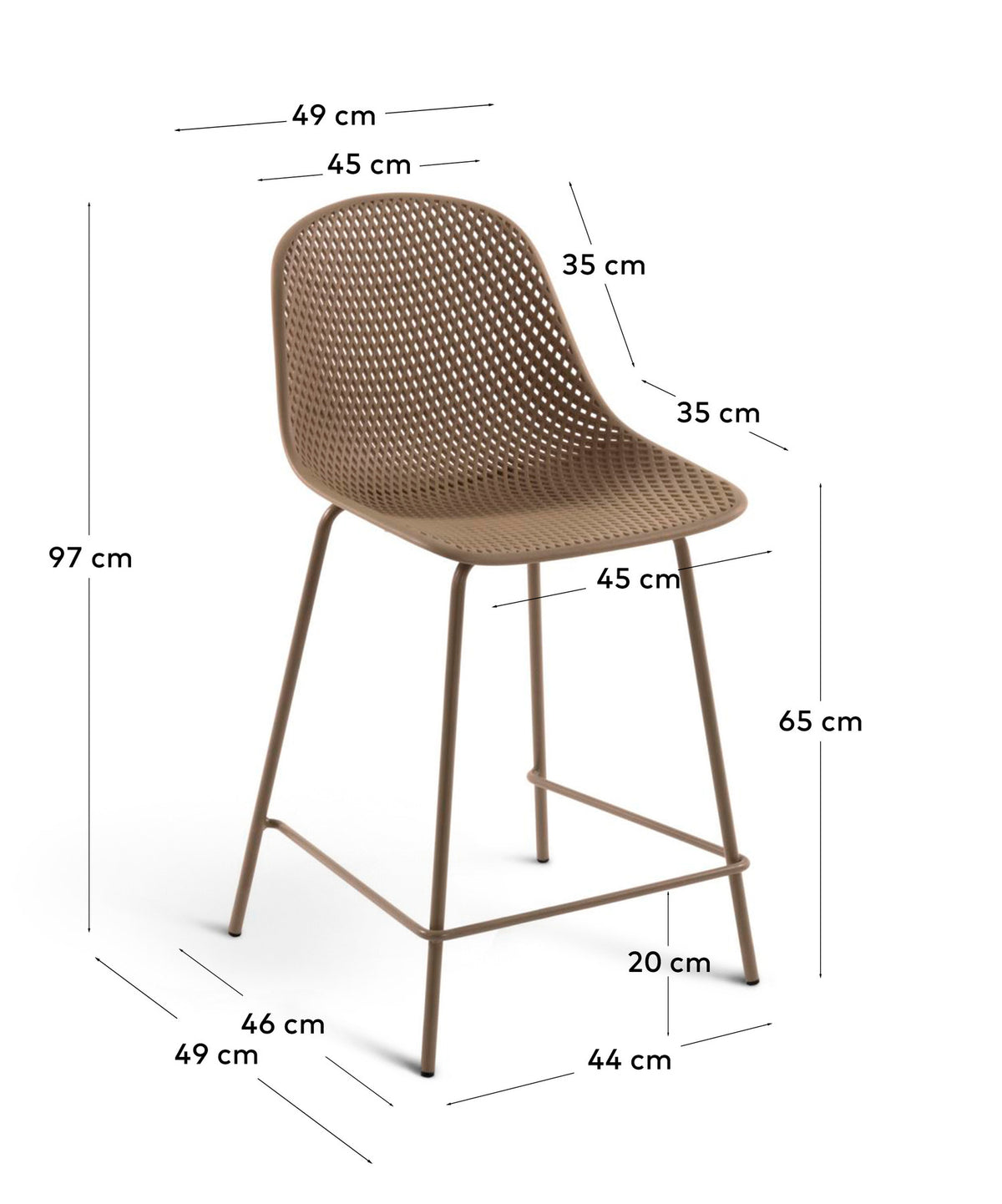 Outdoor Hocker Quinby beige Höhe 65 cm in Beige präsentiert im Onlineshop von KAQTU Design AG. Outdoor-Barstuhl ist von Kave Home