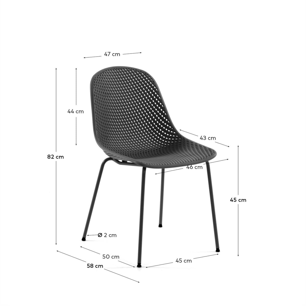 Outdoor Stuhl Quinby grau in Grau präsentiert im Onlineshop von KAQTU Design AG. Gartenstuhl ist von Kave Home