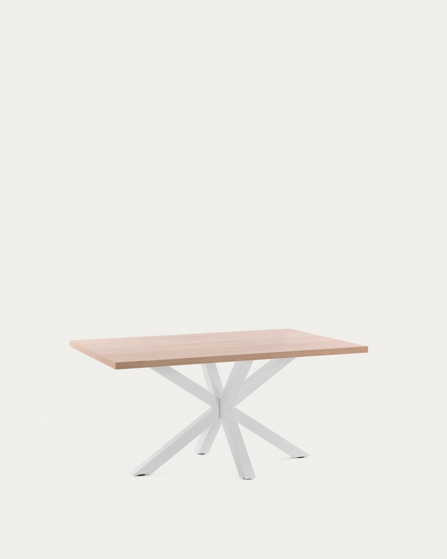 Moderner Tisch Argo: 160x100 cm, Melamin-Oberfläche in Natur-Optik, weisse Stahlbeine, stilvoll und funktional für Ihr Zuhause.