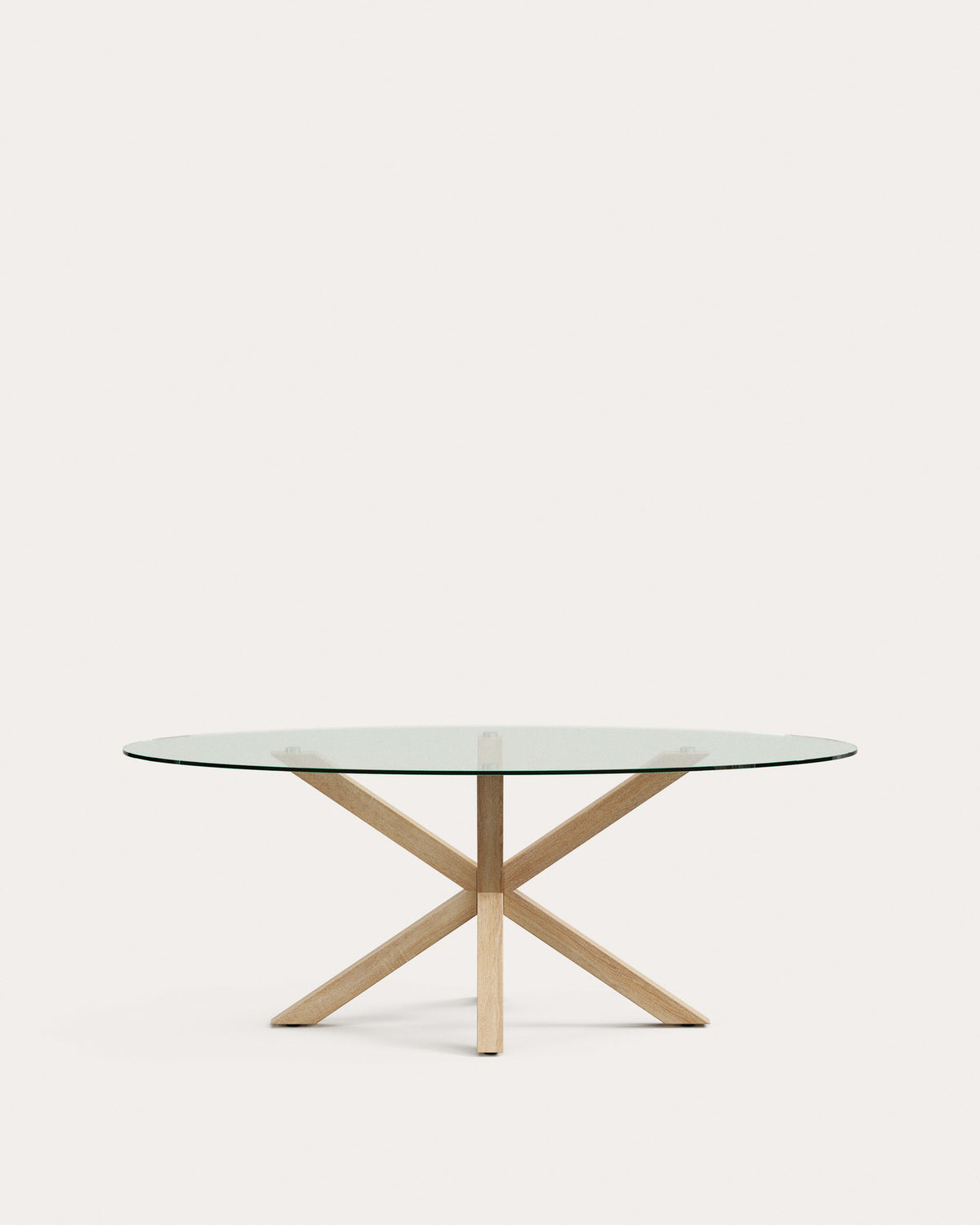 Ovaler Tisch Argo aus Glas und Stahlbeinen in Holzoptik Ø 200 x 100 cm in Braun, Transparent präsentiert im Onlineshop von KAQTU Design AG. Esstisch ist von Kave Home