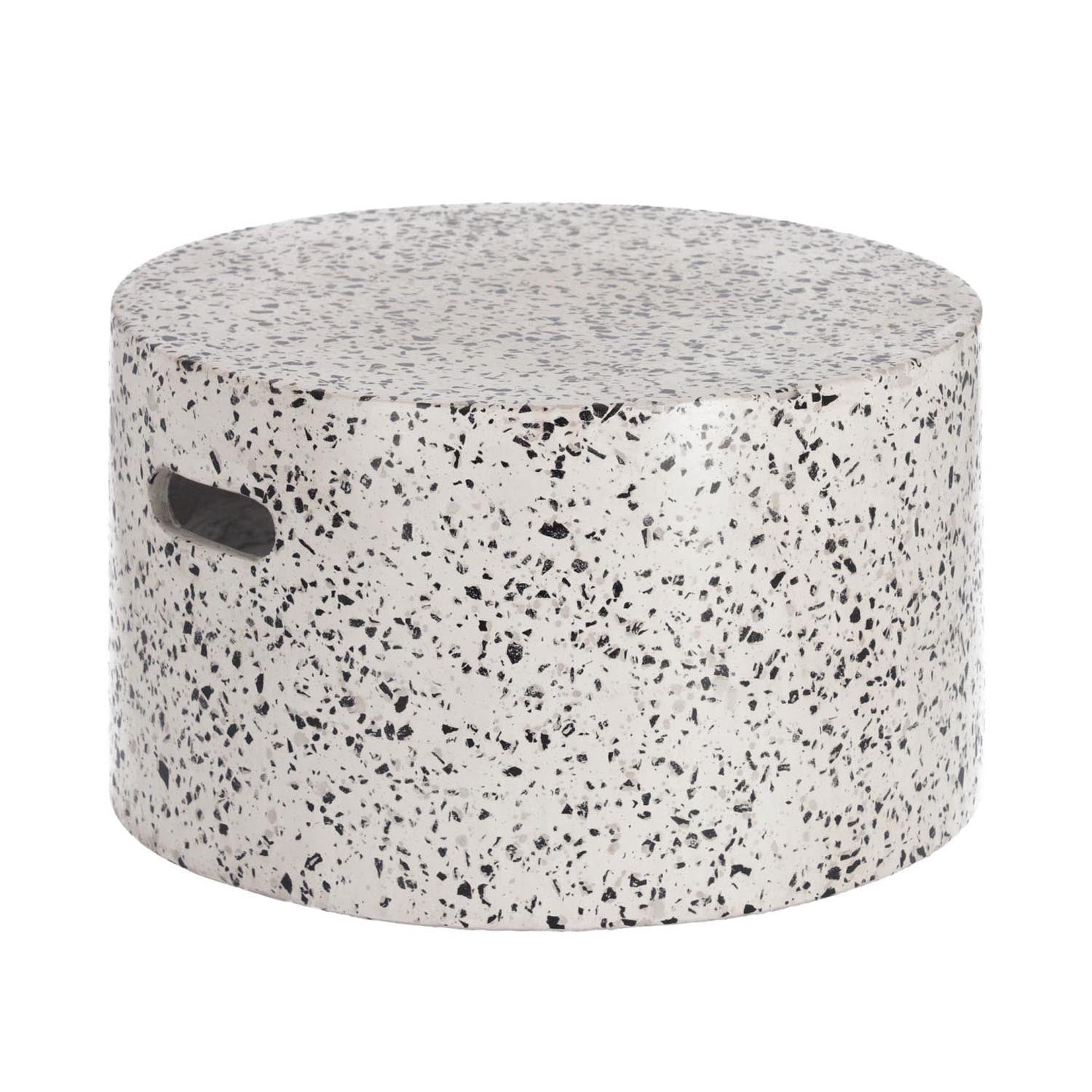 Eleganter, wetterfester Terrazzo-Couchtisch Ø 52 cm, ideal für Gartenpartys und stilvolle Outdoor-Entspannung.