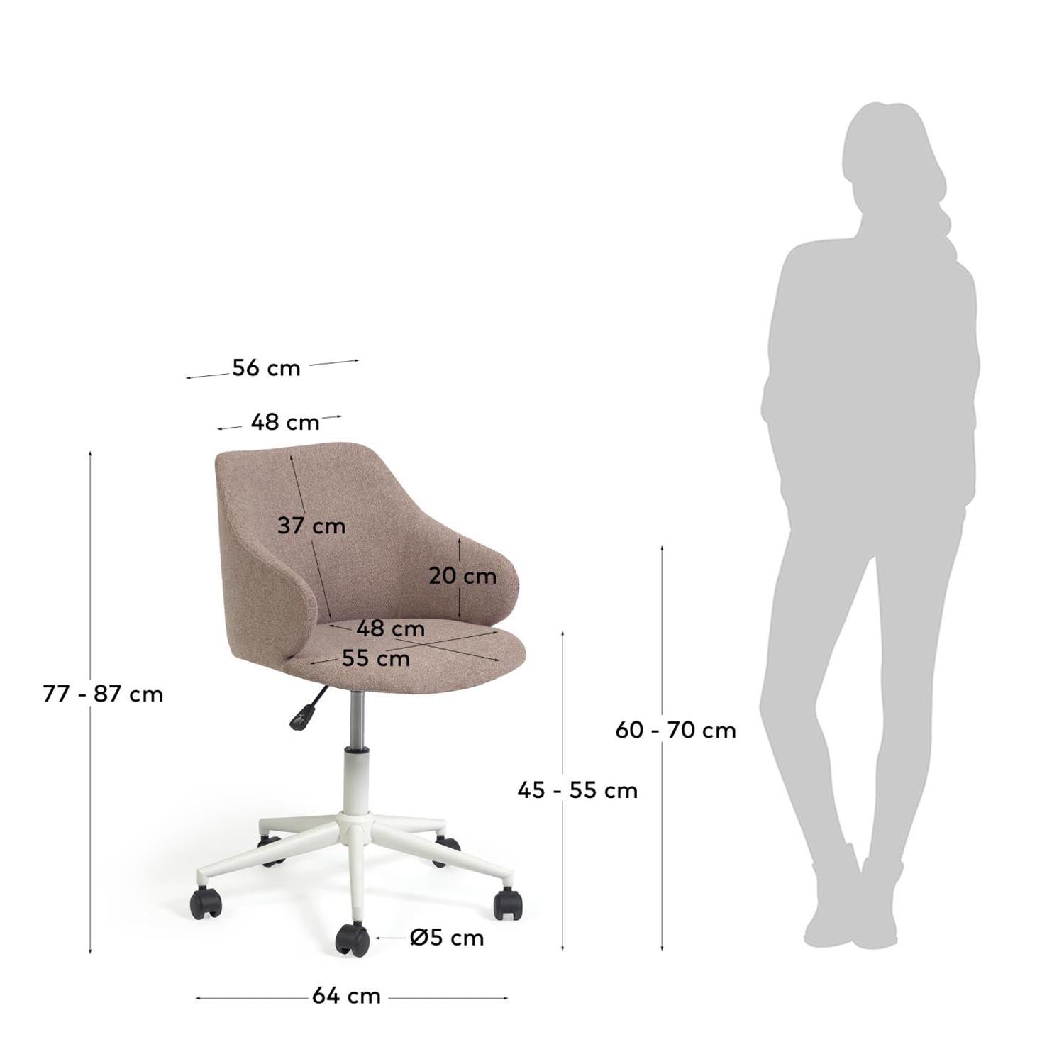 Einara Schreibtischstuhl in Rosa: Eleganz trifft Funktionalität. Höhenverstellbar, drehbar, mit Stahlbeinen in Mattweiss. Perfekt fürs Home Office.