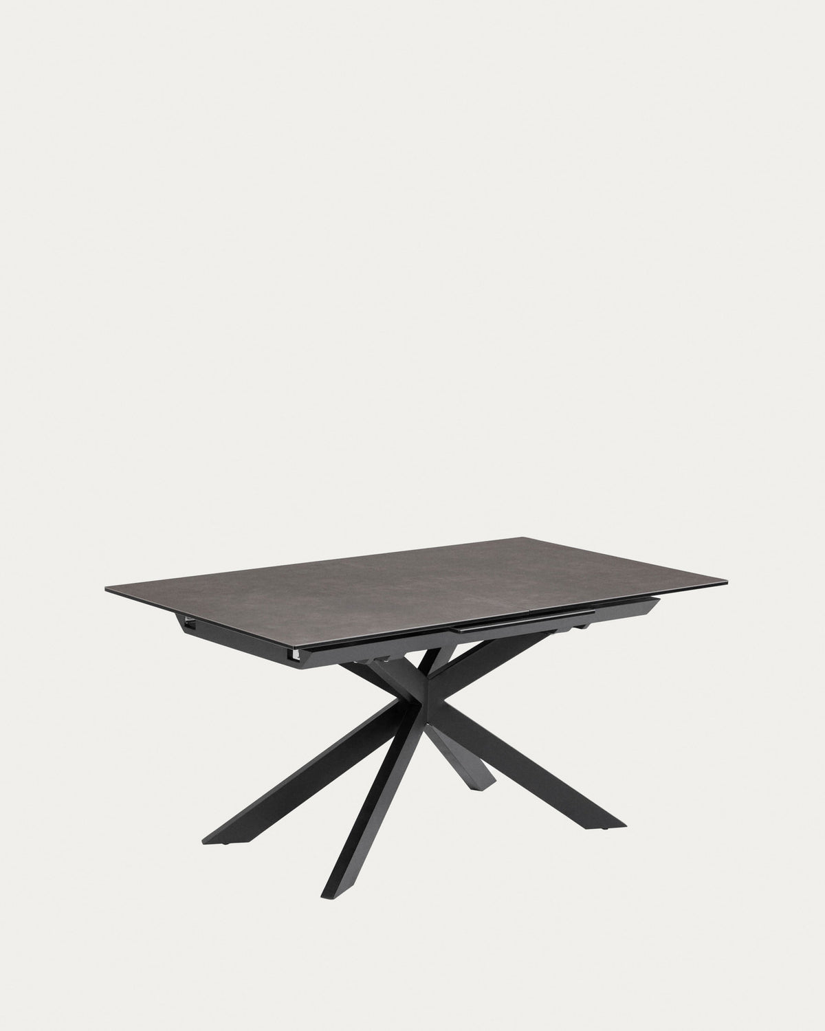Atminda ausziehbarer Tisch 160 (210) x 90 cm Feinsteinzeugplatte und schwarze Stahlbeine in Schwarz, Grau präsentiert im Onlineshop von KAQTU Design AG. Esstisch ist von Kave Home