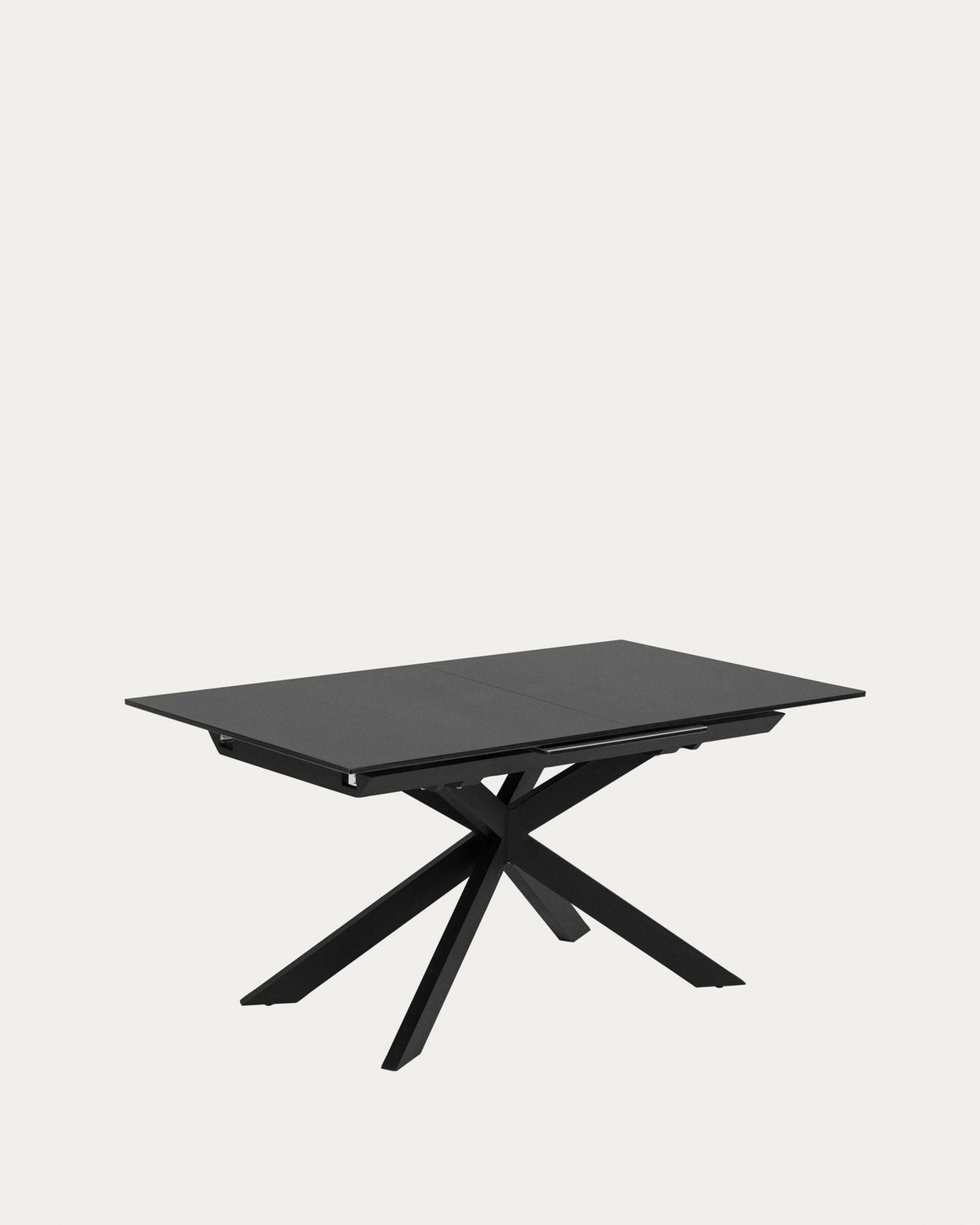 Atminda Ausziehtisch aus Glas und Stahlbeine in Schwarz 160 (210) x 90 cm in Schwarz, Transparent präsentiert im Onlineshop von KAQTU Design AG. Esstisch ist von Kave Home