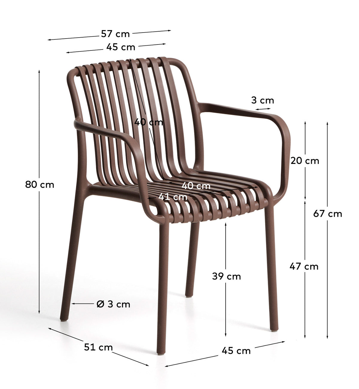 Stapelbarer Outdoor-Stuhl Isabellini in Braun in Braun präsentiert im Onlineshop von KAQTU Design AG. Gartenstuhl ist von Kave Home