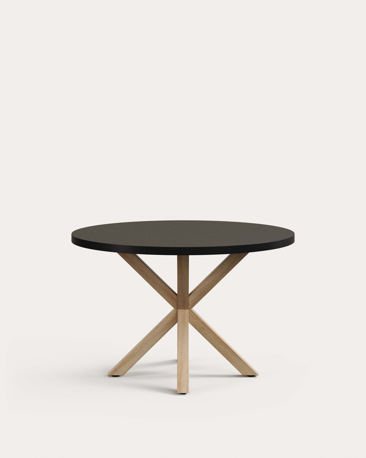 Runder Tisch Argo aus schwarz lackiertem MDF und Stahlbeinen in Holzoptik Ø 120 cm in Schwarz, Natur präsentiert im Onlineshop von KAQTU Design AG. Esstisch ist von Kave Home