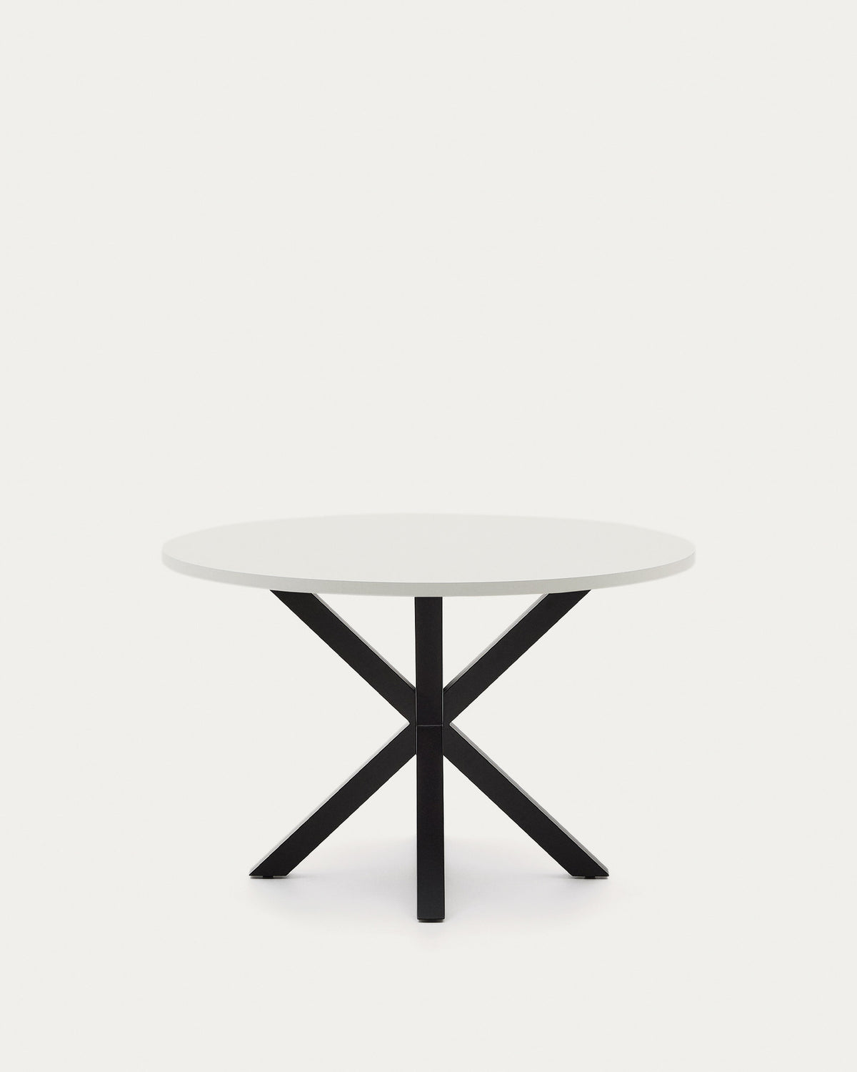 Runder Tisch Argo aus weissem Melamin und Stahlbeinen mit schwarzem Finish Ø 120 cm in präsentiert im Onlineshop von KAQTU Design AG. Esstisch ist von Kave Home
