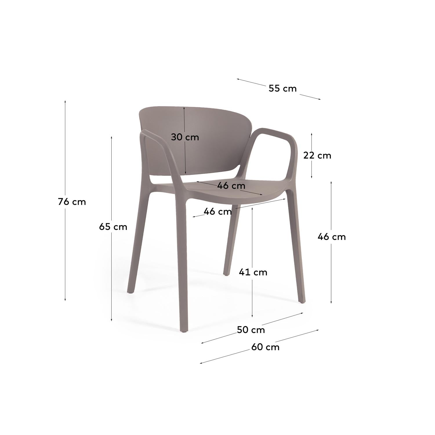 Stapelbarer Ania Stuhl von Kave Home: UV-beständig, ergonomisch, ideal für stilvolle Aussenbereiche.