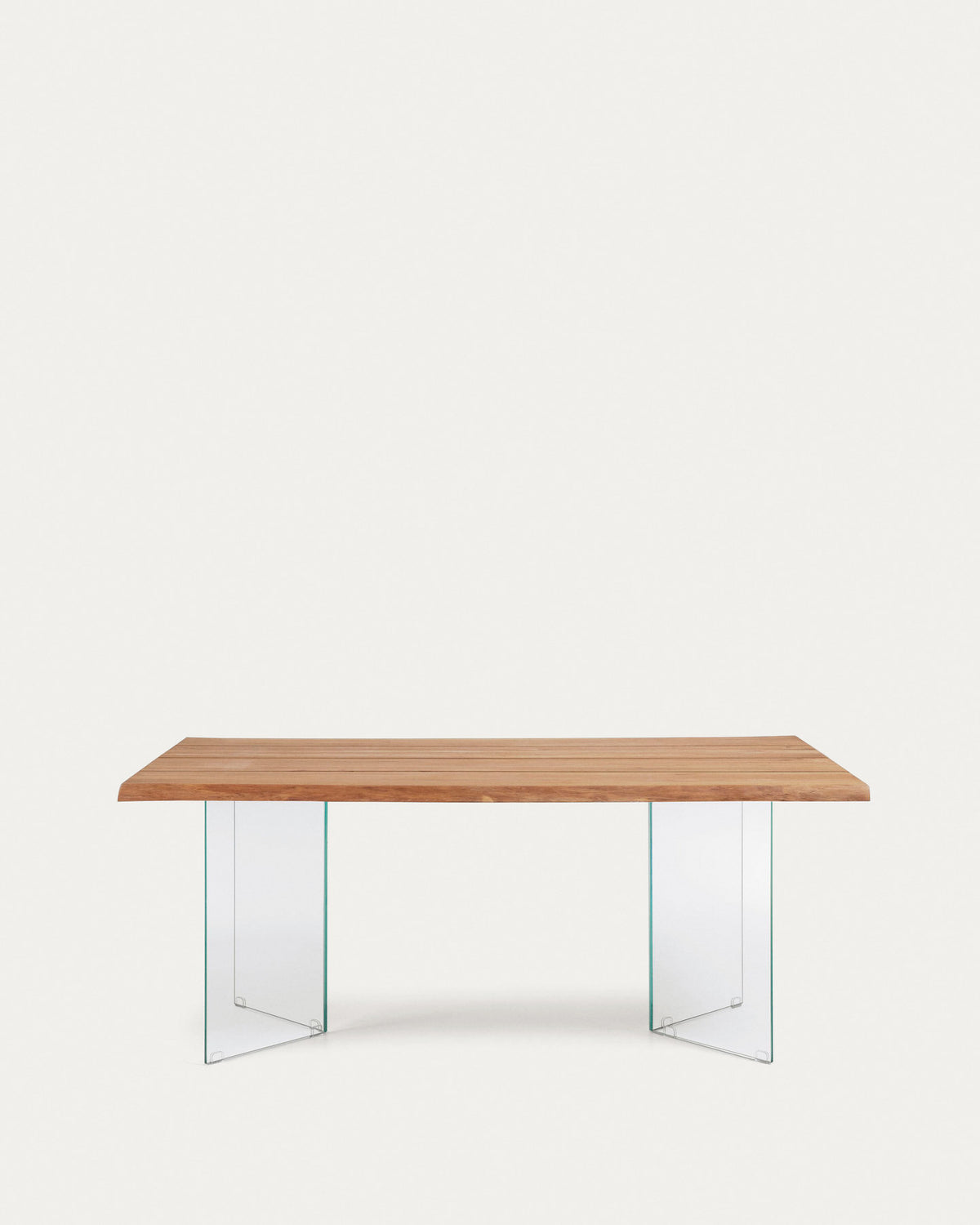 Lotty Tisch aus Eichenfurnier mit natürlichem Finish und Glasbeinen 160 x 90 cm in Natur, Transparent präsentiert im Onlineshop von KAQTU Design AG. Esstisch ist von Kave Home