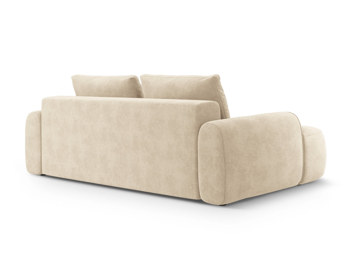 Linz Velour Sofa mit Schlaffunktion und Stauraumbox 4 Sitzer 100cm in Light Beige-Vogue präsentiert im Onlineshop von KAQTU Design AG. Bettsofa ist von Cosmopolitan Design