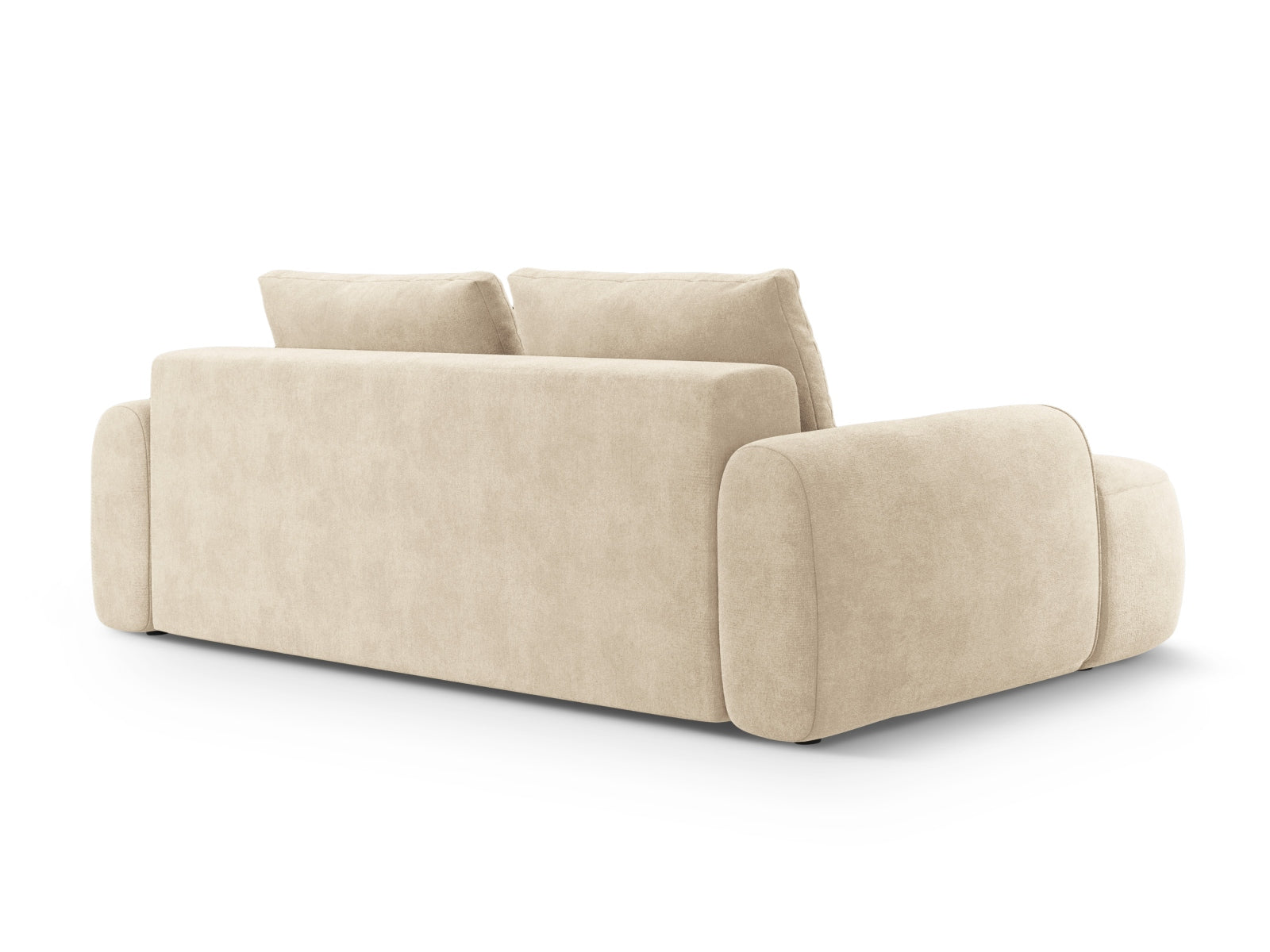 Beige Linz Velour Sofa, 4-Sitzer mit praktischer Schlaffunktion und integriertem Stauraum für vielseitige Nutzung und stilvolles Wohnen.