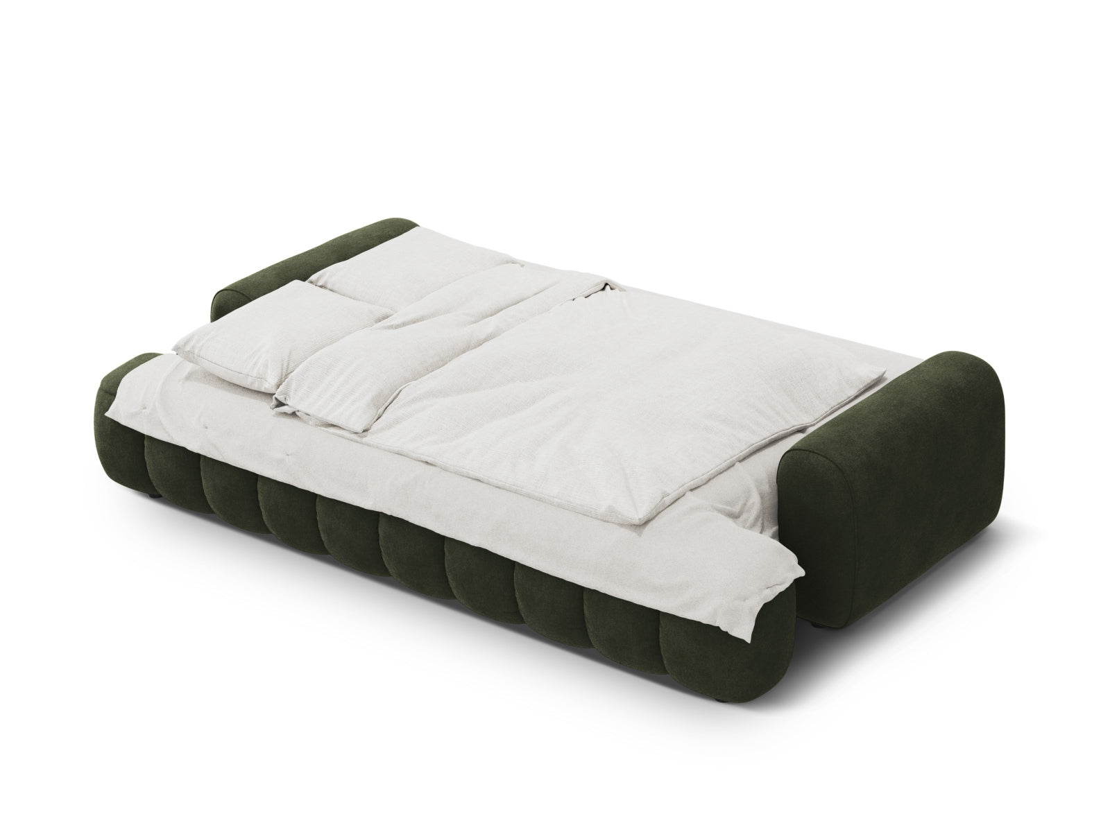 Elegantes Linz Velour Sofa in Green-Vogue, 4-Sitzer mit vielseitiger Schlaffunktion und cleverem Stauraum für optimale Raumnutzung.