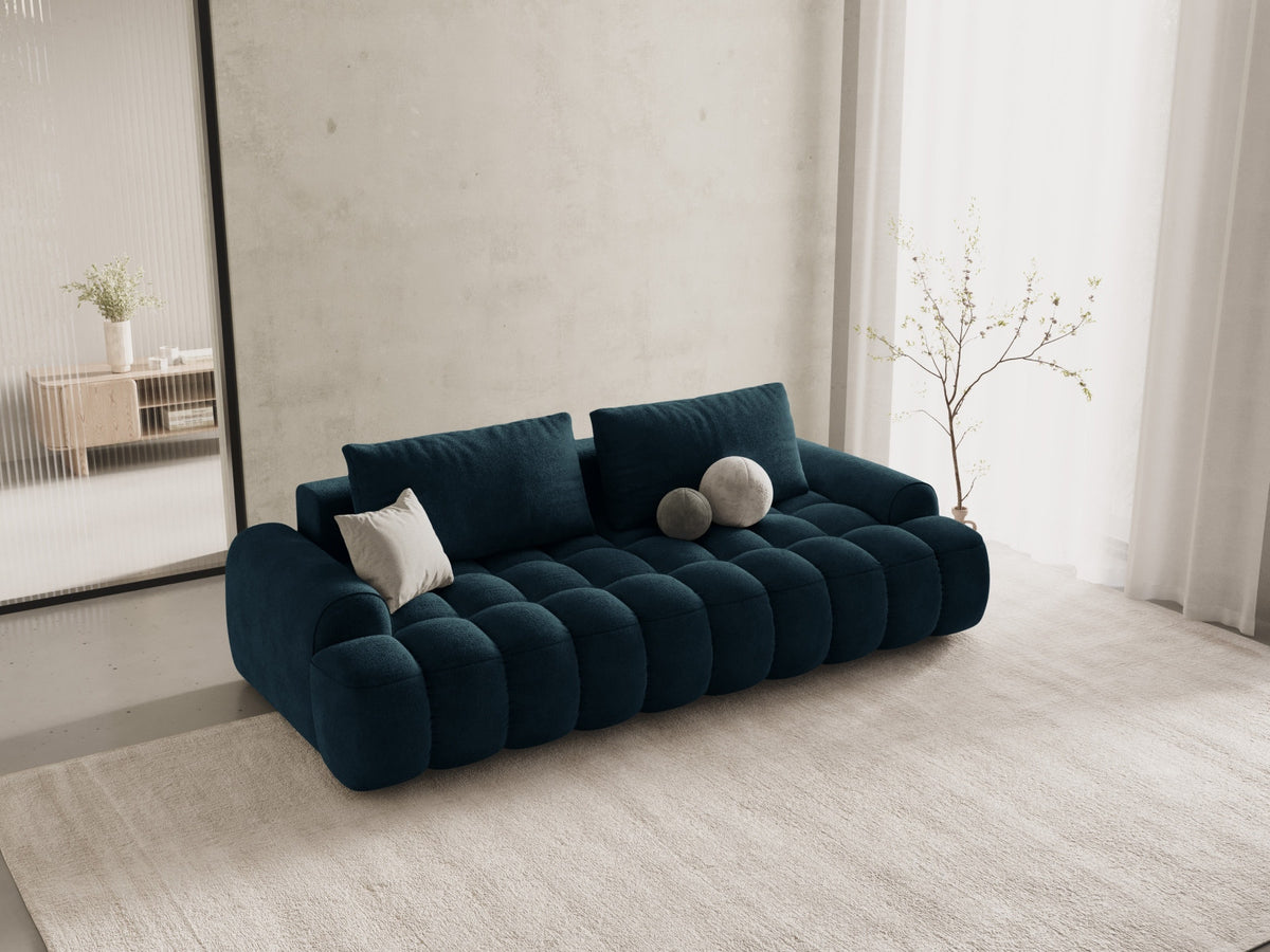 Linz Velour Sofa mit Schlaffunktion und Stauraumbox 4 Sitzer 100cm in Deep Petrol-Vogue präsentiert im Onlineshop von KAQTU Design AG. Bettsofa ist von Cosmopolitan Design