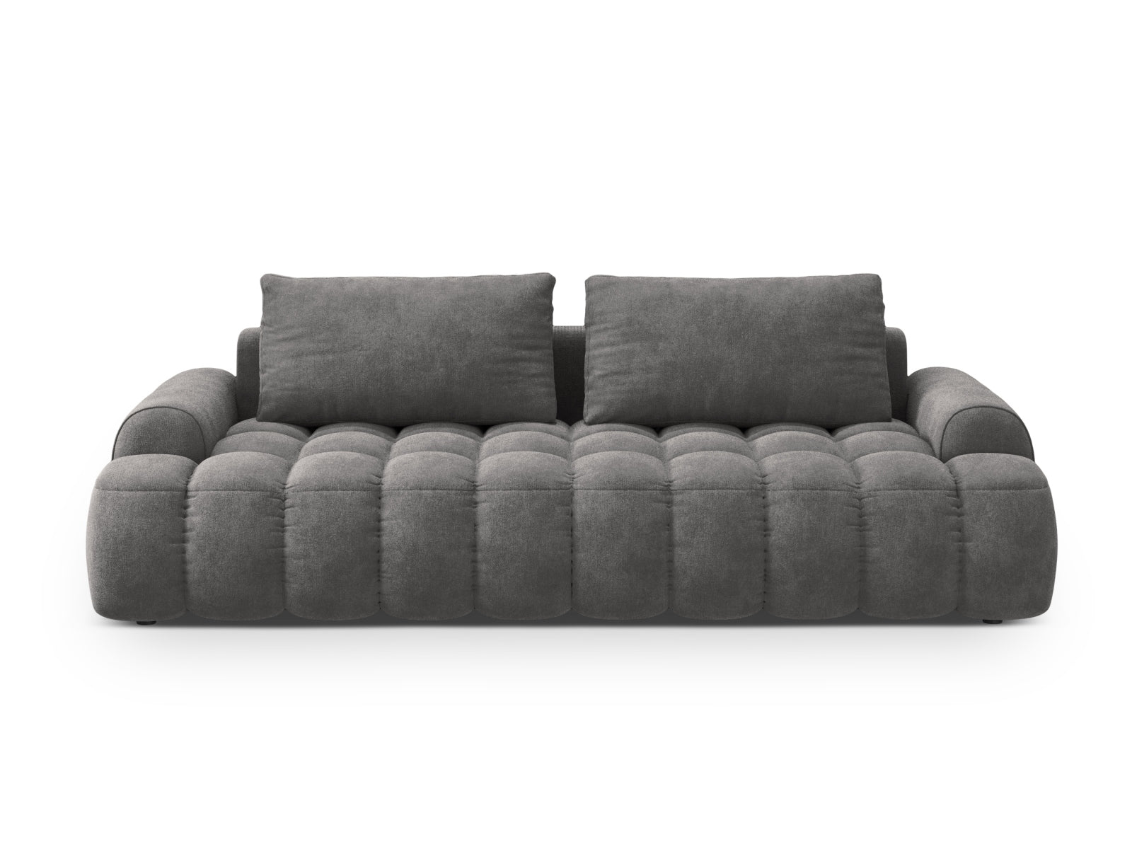 Linz Velour Sofa mit Schlaffunktion und Stauraumbox 4 Sitzer 100cm in Grey-Vogue präsentiert im Onlineshop von KAQTU Design AG. Bettsofa ist von Cosmopolitan Design