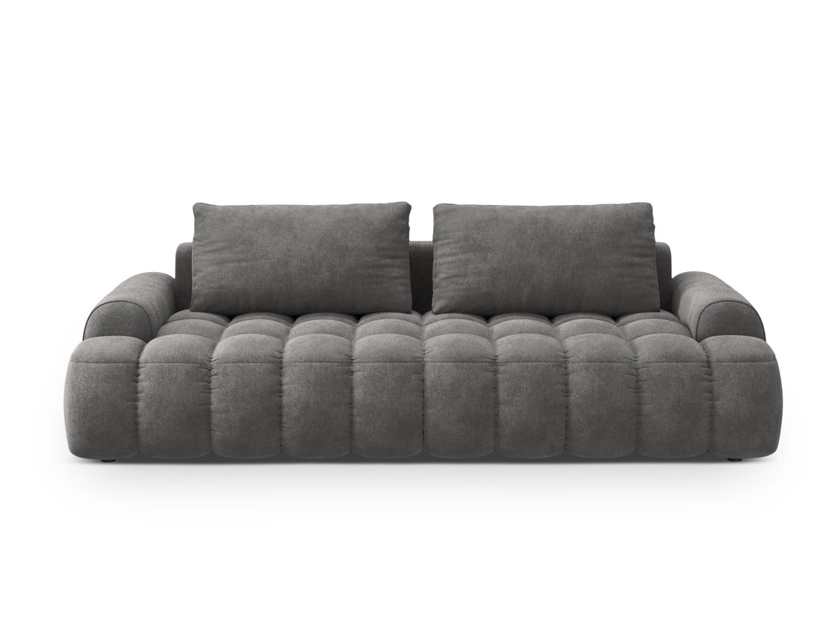 Linz Velour Sofa mit Schlaffunktion und Stauraumbox 4 Sitzer 100cm in Grey-Vogue präsentiert im Onlineshop von KAQTU Design AG. Bettsofa ist von Cosmopolitan Design