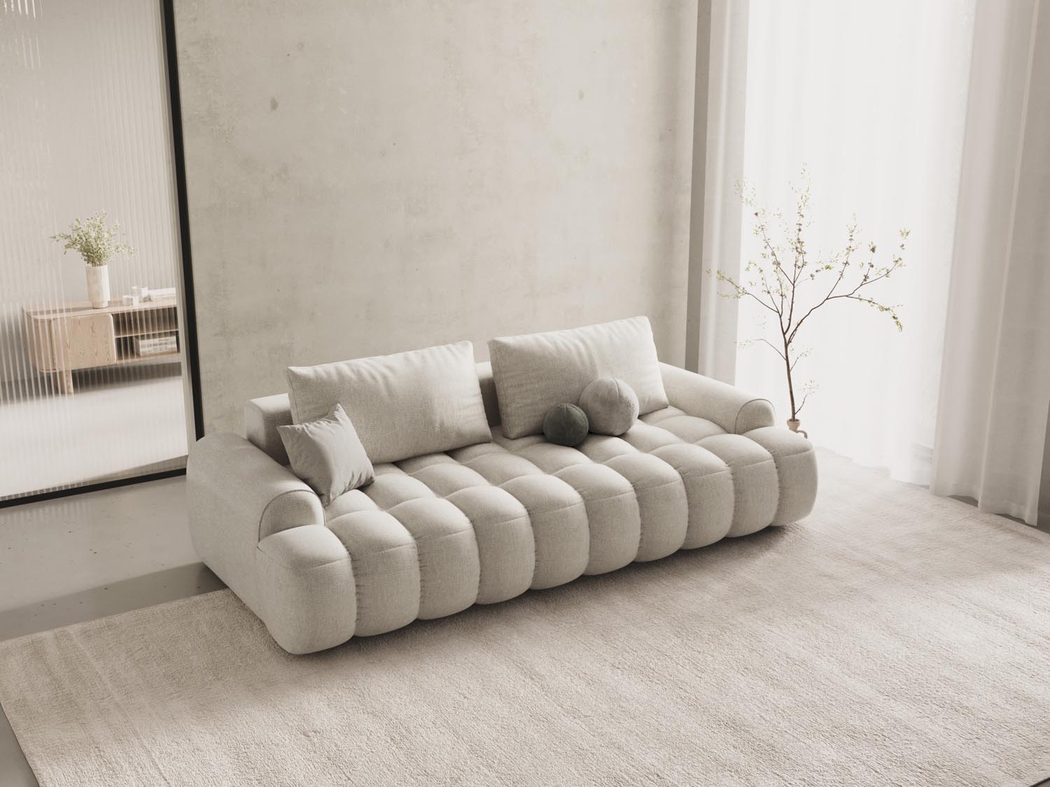 Entdecken Sie das Linz Sofa mit Schlaffunktion und Stauraumbox – ein stilvolles 4-Sitzer Sofa von Cosmopolitan Design, ideal für Ihr Zuhause.