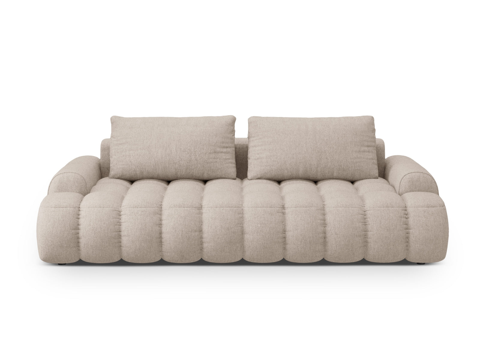 Linz Sofa mit Schlaffunktion und Stauraumbox 4 Sitzer 100cm in Sand präsentiert im Onlineshop von KAQTU Design AG. Bett ist von Cosmopolitan Design