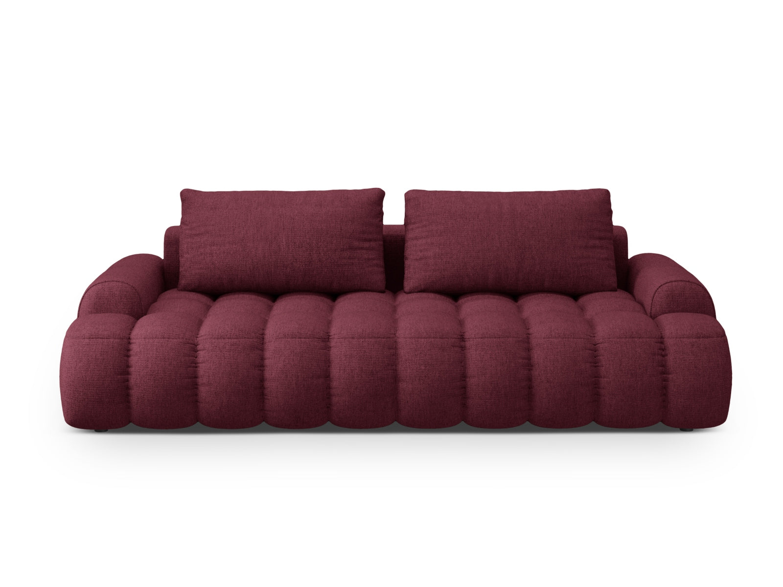 Linz Sofa mit Schlaffunktion und Stauraumbox 4 Sitzer 100cm in Burgundy präsentiert im Onlineshop von KAQTU Design AG. Bett ist von Cosmopolitan Design
