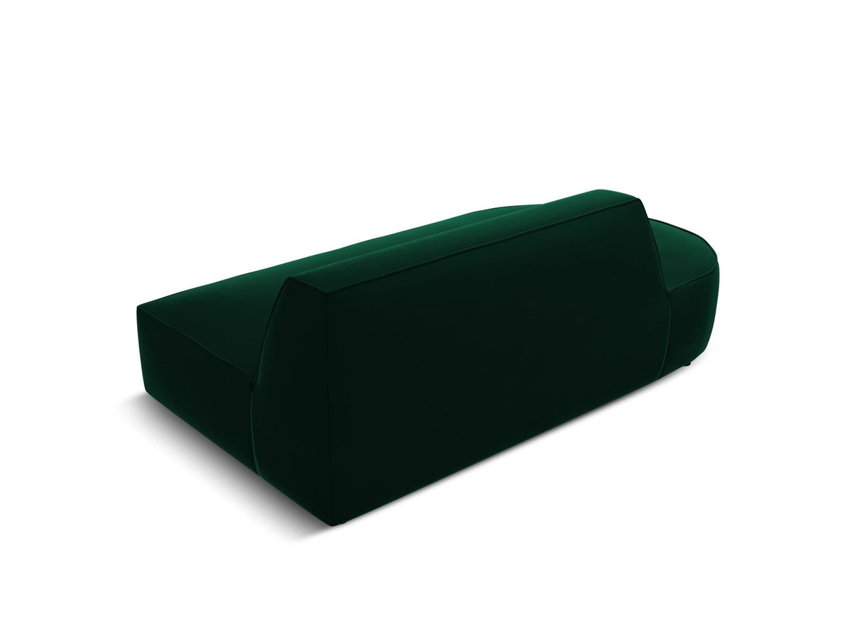 Beiges Samt-Modulsofa Siena mit Récamiere links, Massivholzrahmen und schwarzen Kunststoffbeinen, Cosmopolitan Design.