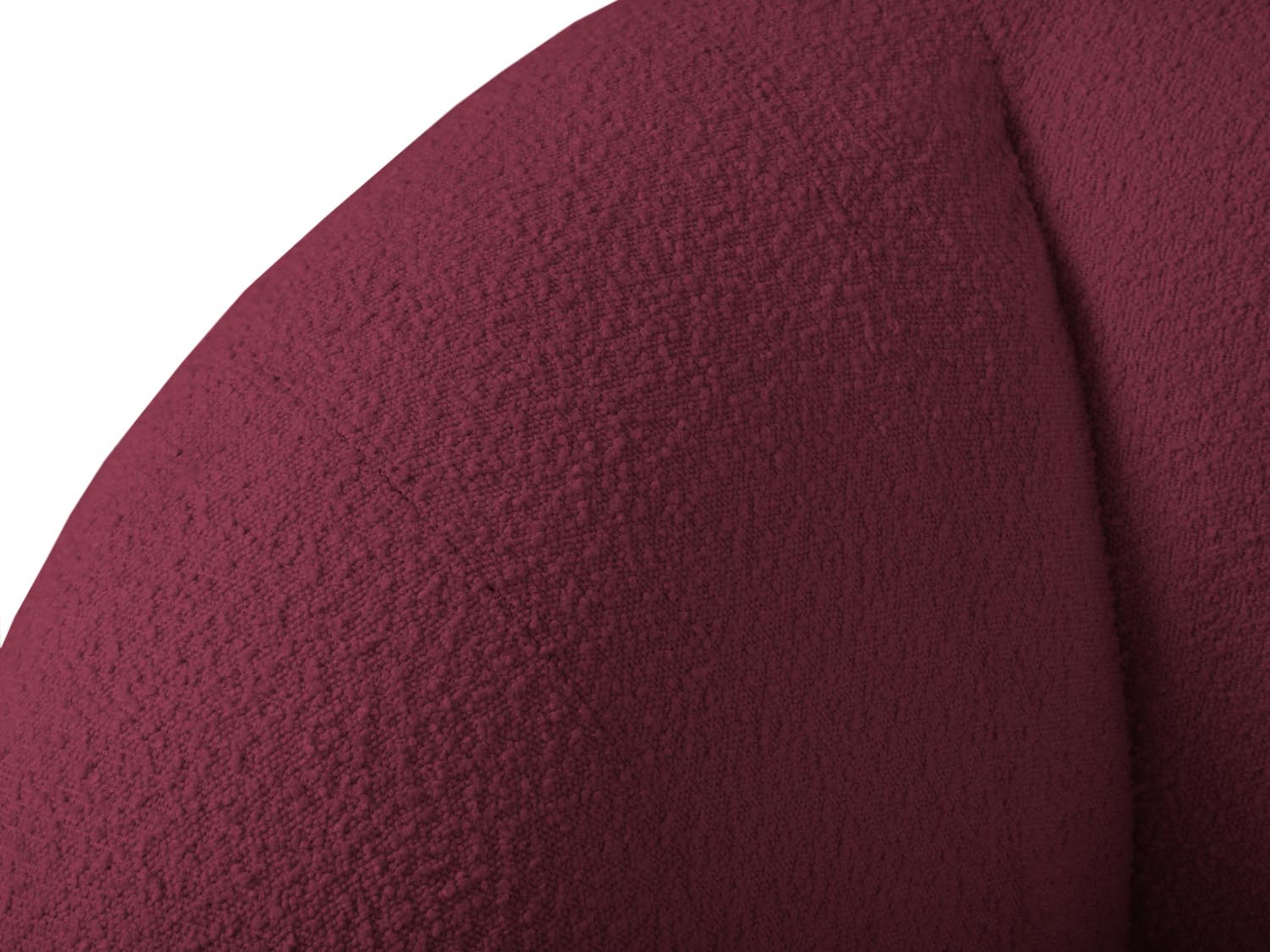 Stilvolles 2-Sitzer Boucle Sofa "Essen" in warmem Bordeaux, perfekt für zeitgemäße Inneneinrichtungen, entworfen von Cosmopolitan Design.