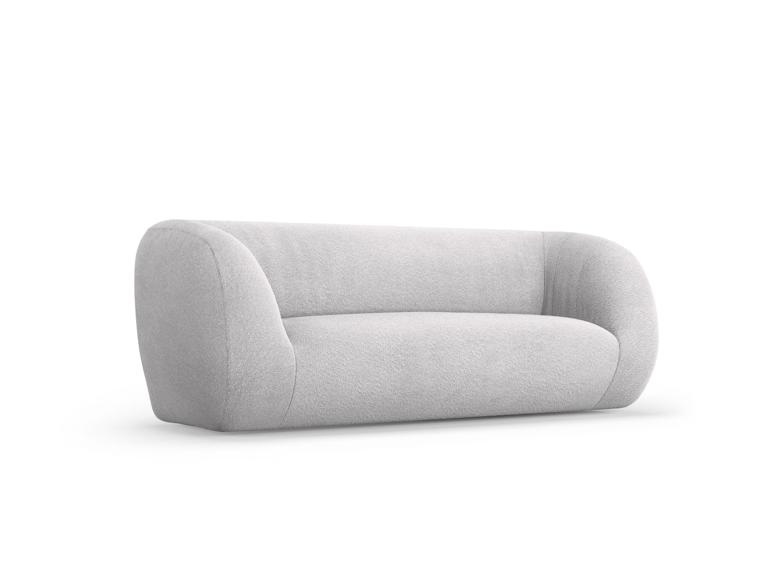 Modernes 2-Sitzer Sofa "Essen" in sanfter Boucle-Textur, hellgrau, perfekt für gemütliche und stilvolle Wohnambiente von Cosmopolitan Design.