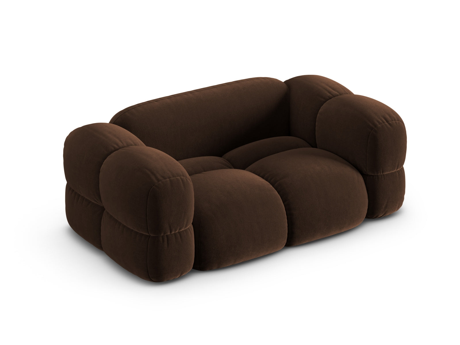 Elegantes 2-Sitzer Sofa Loretto aus Velours in edlem Braun, ideal für stilvolle Wohnräume und entspannte Stunden.