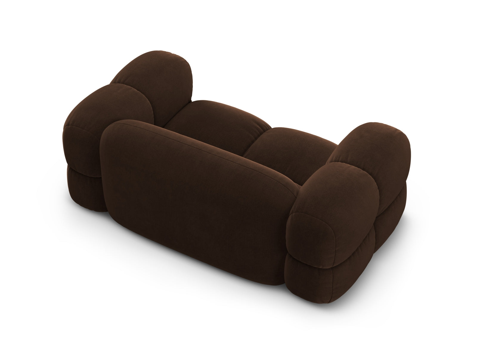 Stilvolles 2-Sitzer Sofa Loretto aus hochwertigem Velours in warmem Braun, perfekt für gemütliche Abende und modernes Wohndesign.