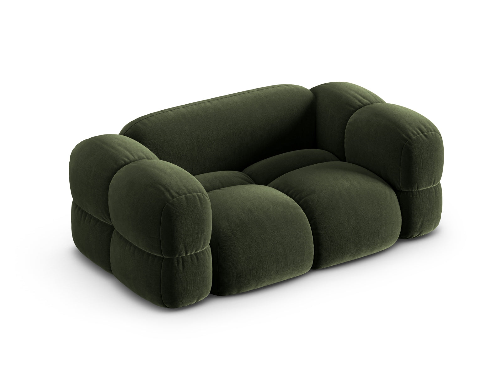 Elegantes 2-Sitzer Sofa Loretto aus weichem Velours in trendigem Grün, ideal für gemütliche Wohnräume und stilvolle Akzente.