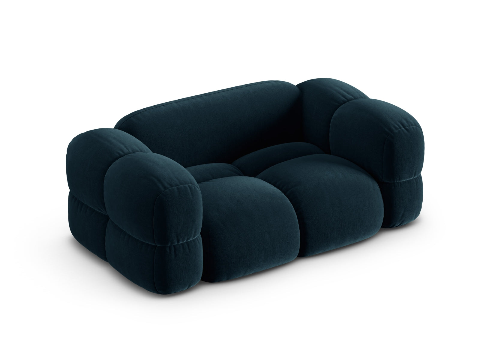Elegantes 2-Sitzer Sofa Loretto aus Velours in tiefem Petrol, ideal für stilvolle Akzente in jedem modernen Zuhause.