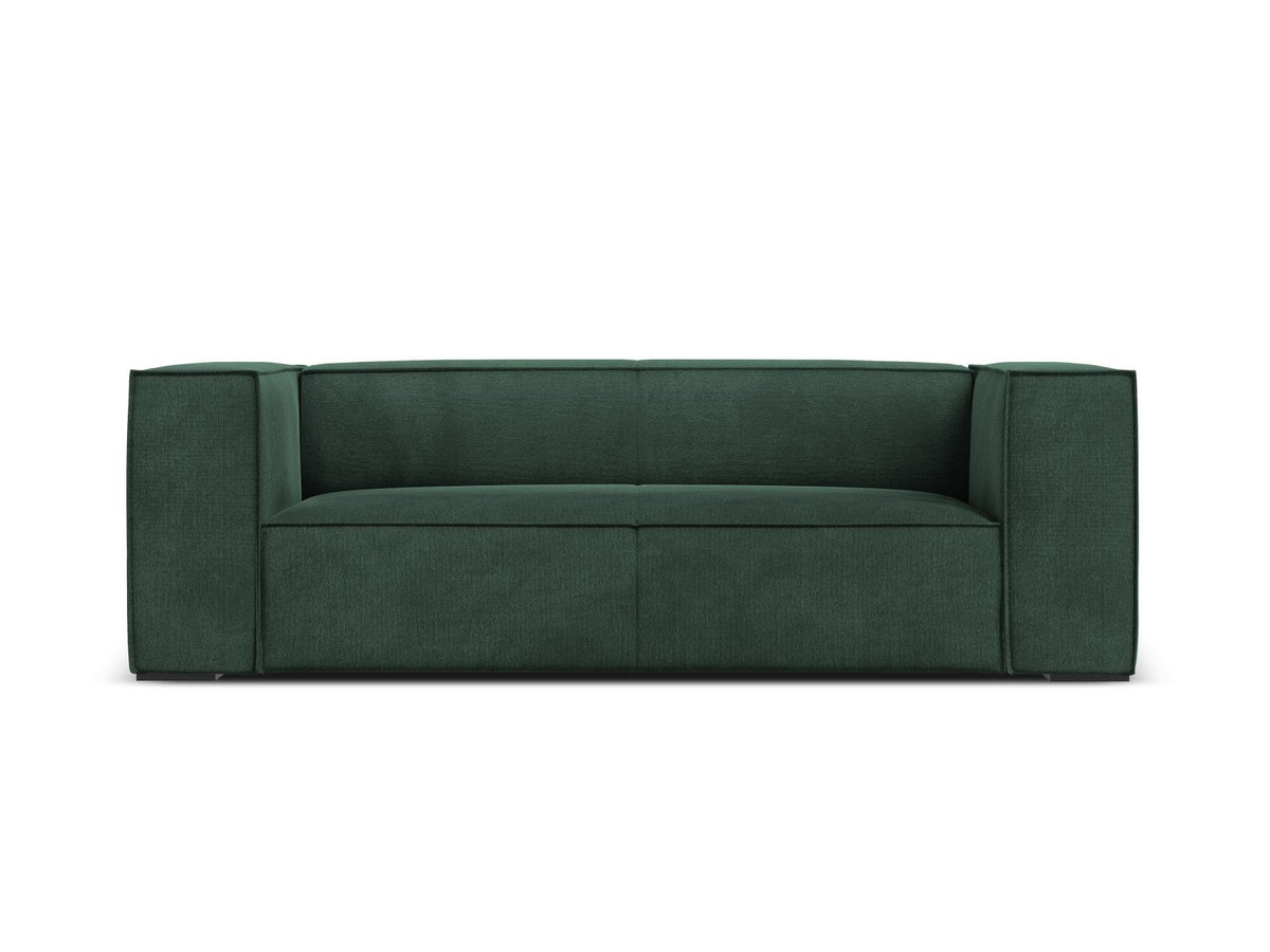Zweisitzer-Sofa Turin von Cosmopolitan Design, Bezug in Light Beige-Rosario Chenille-Optik, Beine aus schwarzem Buchenholz, klare Linienführung.
