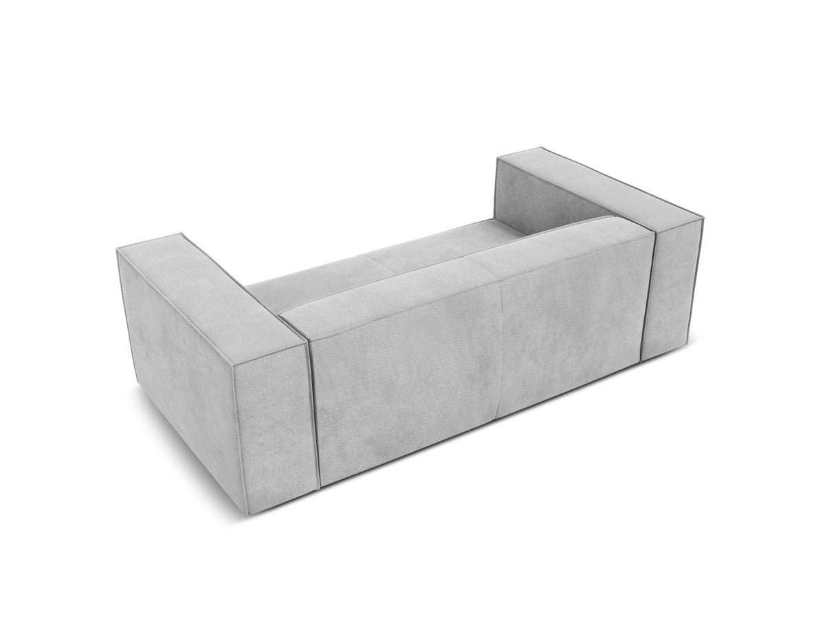 Zweisitzer-Sofa Turin von Cosmopolitan Design, Bezug in Light Beige-Rosario Chenille-Optik, Beine aus schwarzem Buchenholz, klare Linienführung.